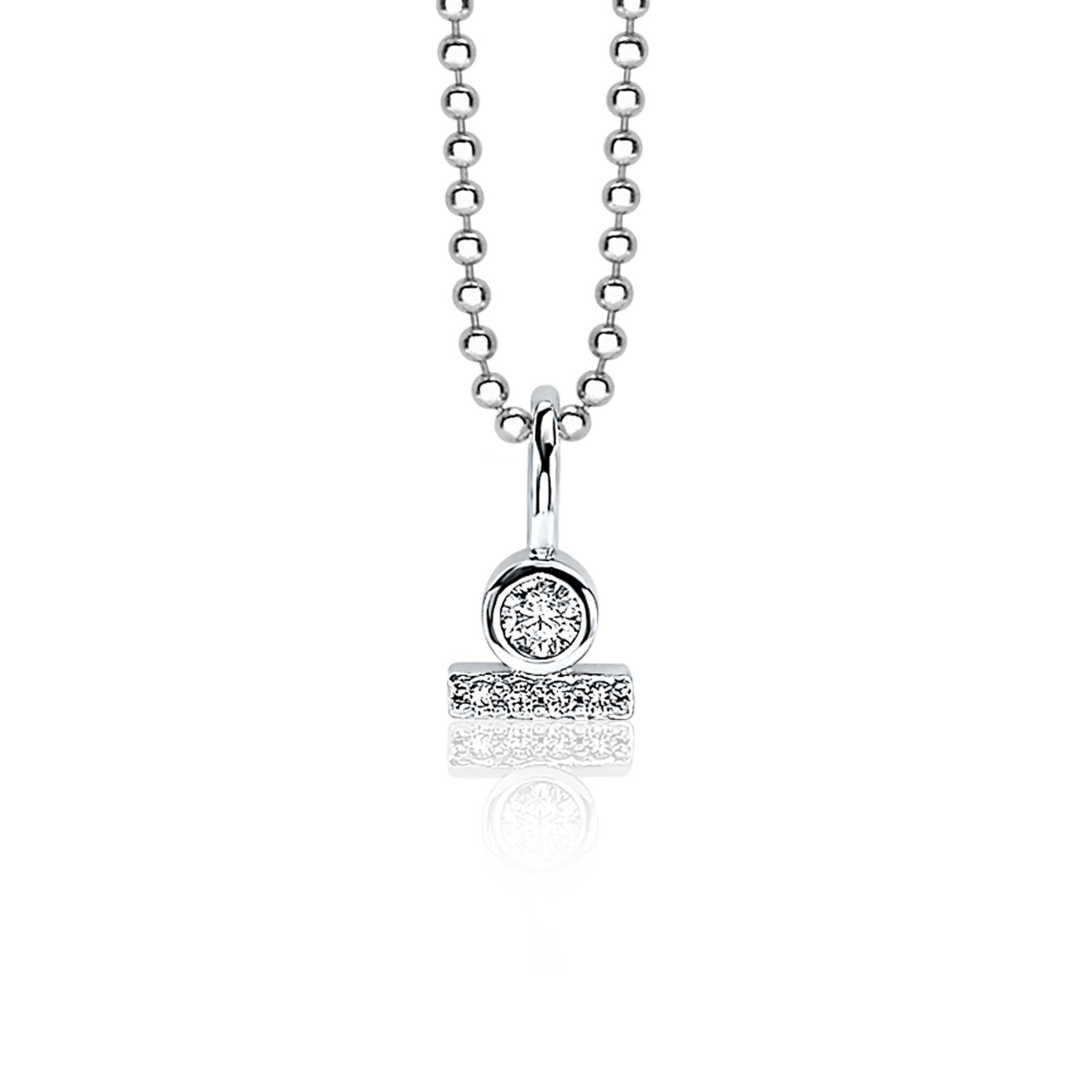 ZINZI Sterling Silver Pendant Round Bar White ZIH1822