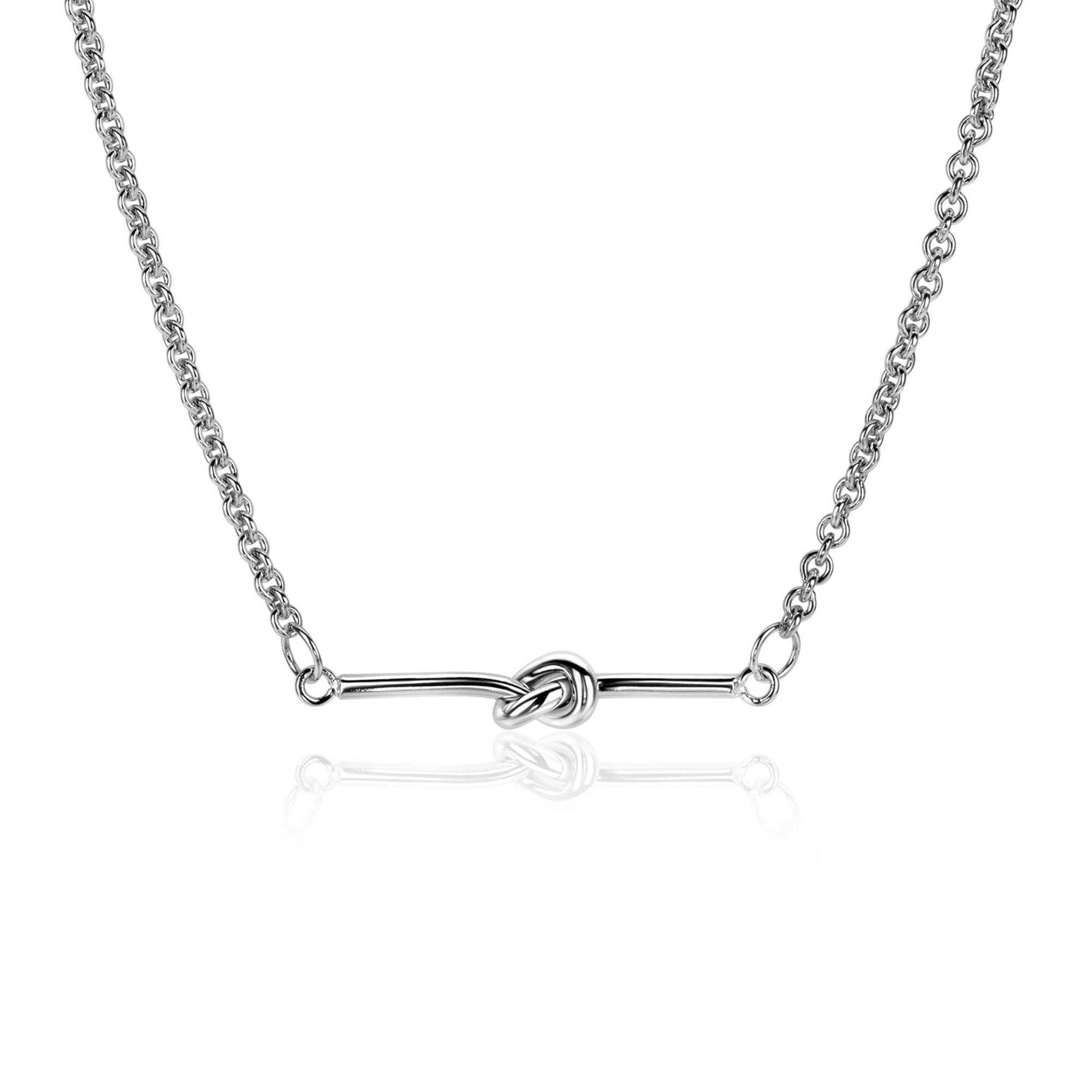 ZINZI zilveren jasseron schakel ketting met staafje en knoop 43-45cm ZIC-BF99