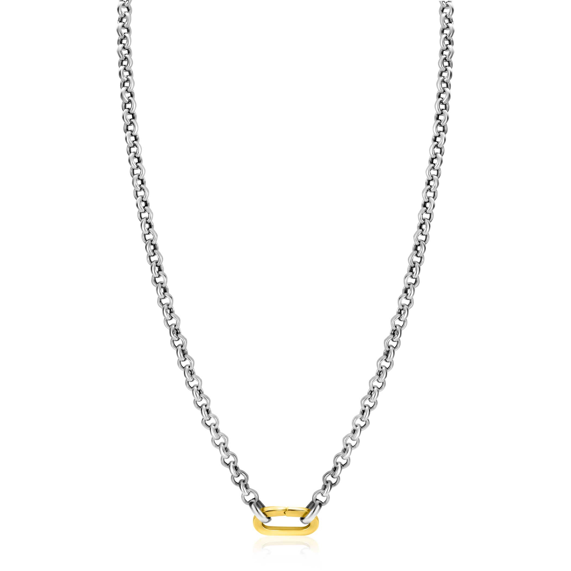 ZINZI zilveren jasseron ketting 42cm met ovale sluitring ZIC2377