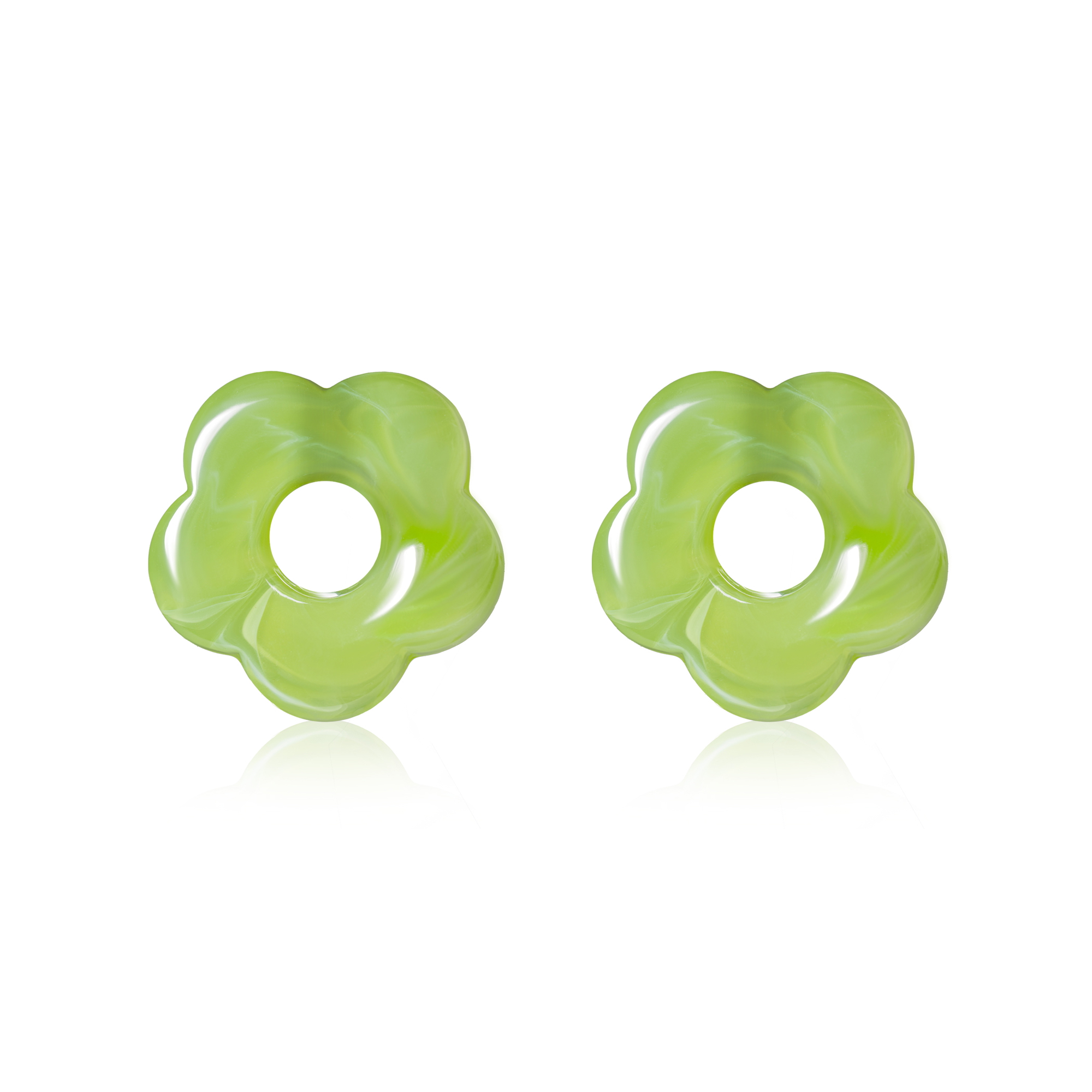 26mm oorbedels bloem lichtgroen kunststof ZICH2720G
