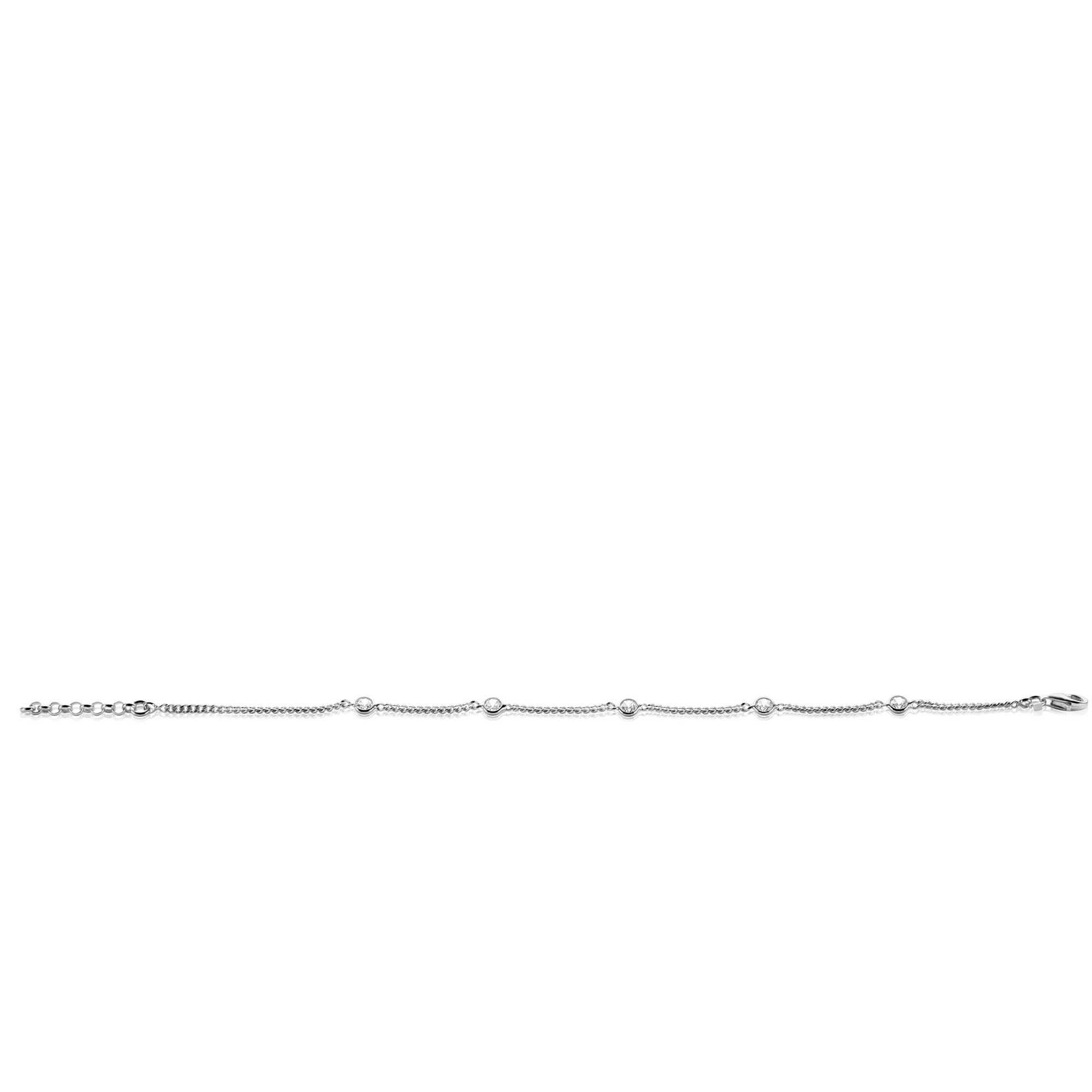 ZINZI Silberarmband Gourmet-Glieder mit weißen runden Zirkonias ZIA2263