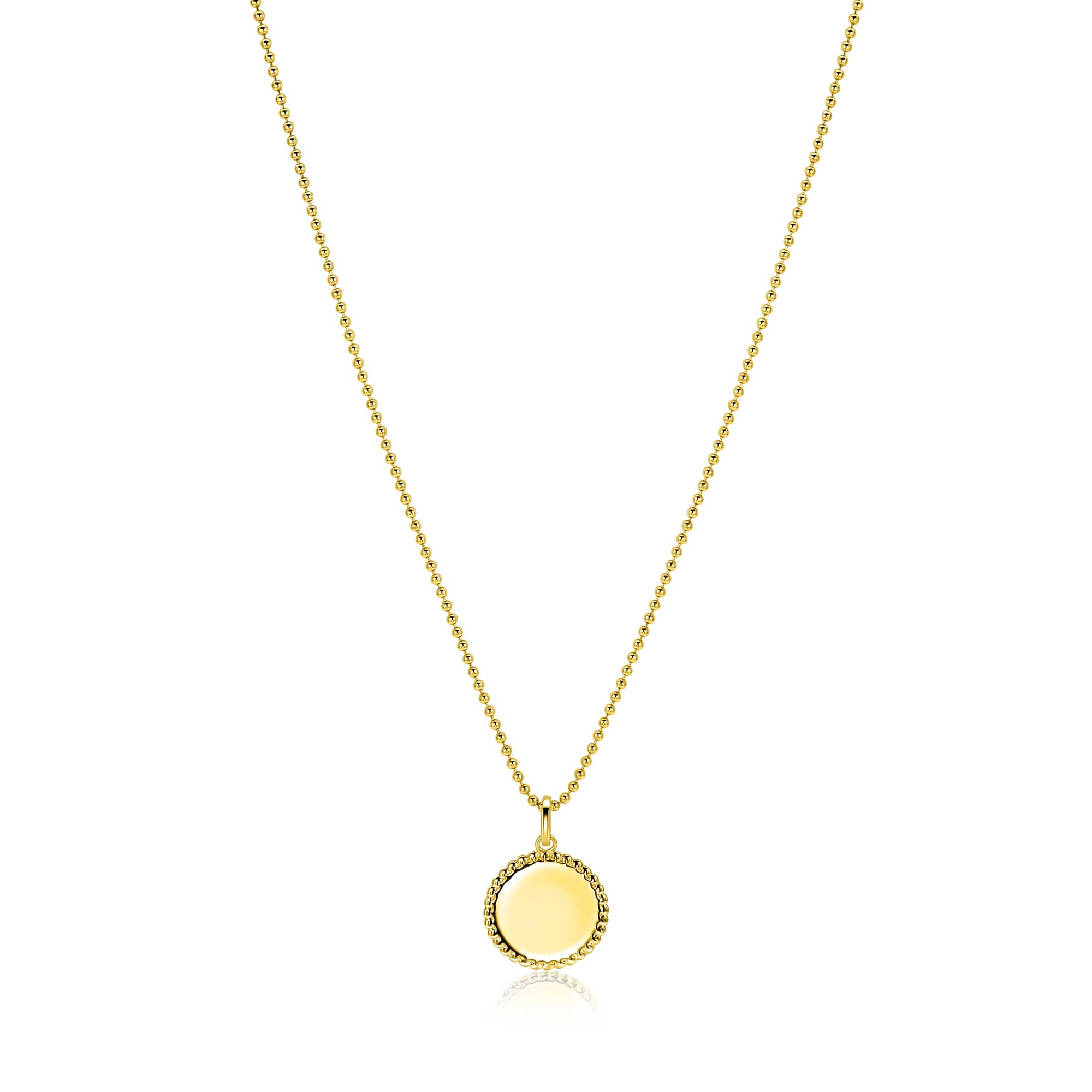 19mm ZINZI gold plated silver coin pendant with pearl rim for engraving ZIH2651G (without chain)