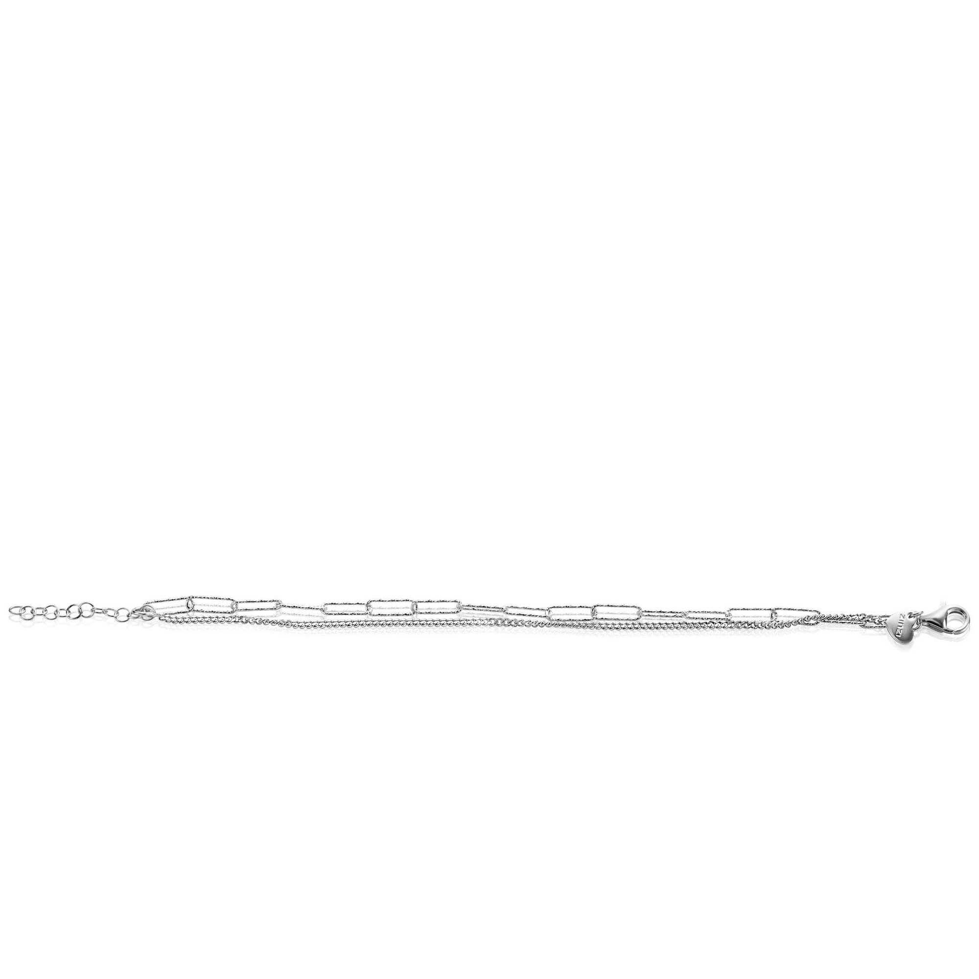 ZINZI Sterling Silver Multi-look Bracelet Curb and Paperclip Chains ZIA2367