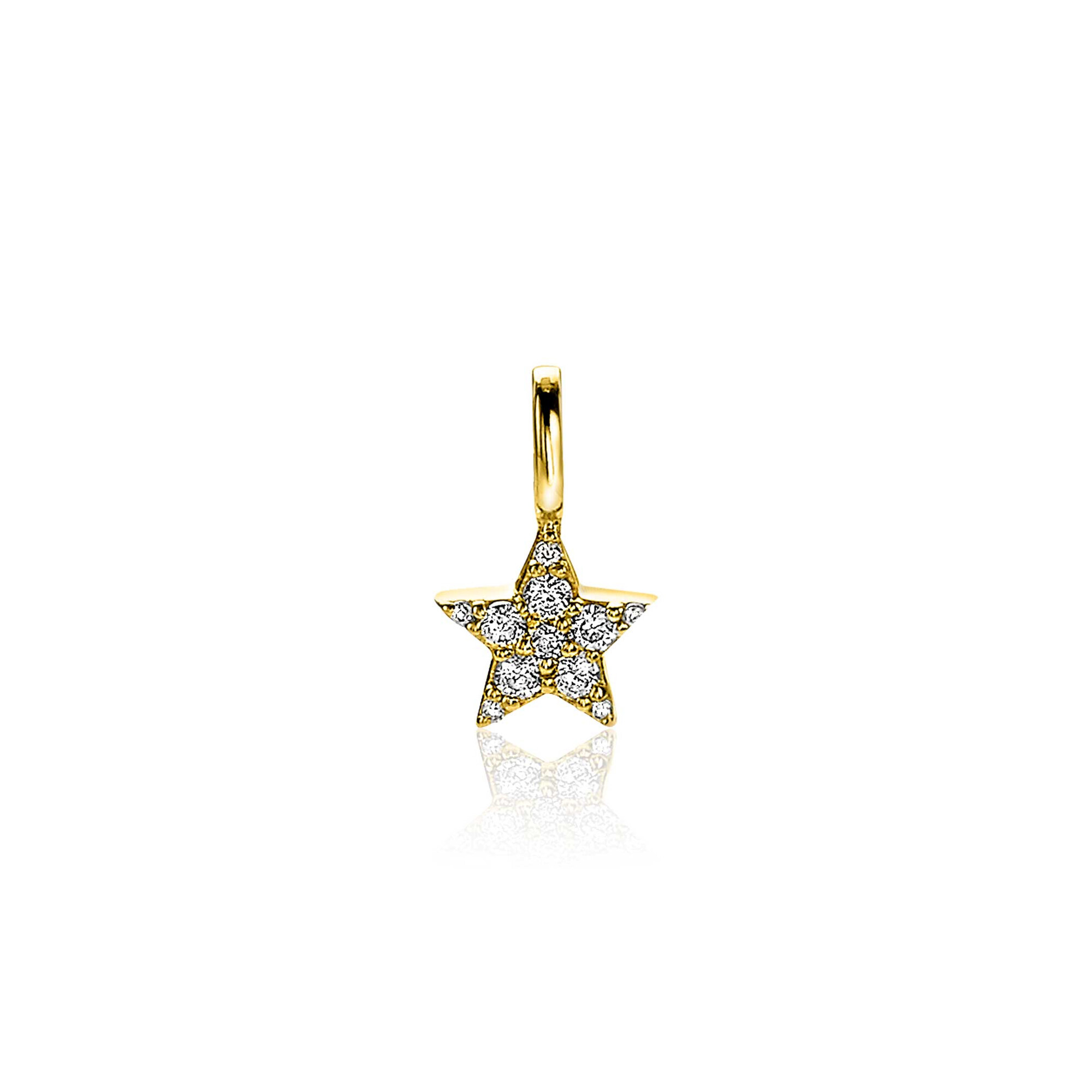 ZINZI silberner Stern Anhänger in gelb vergoldet 13mm weiß ZIH2138Y
