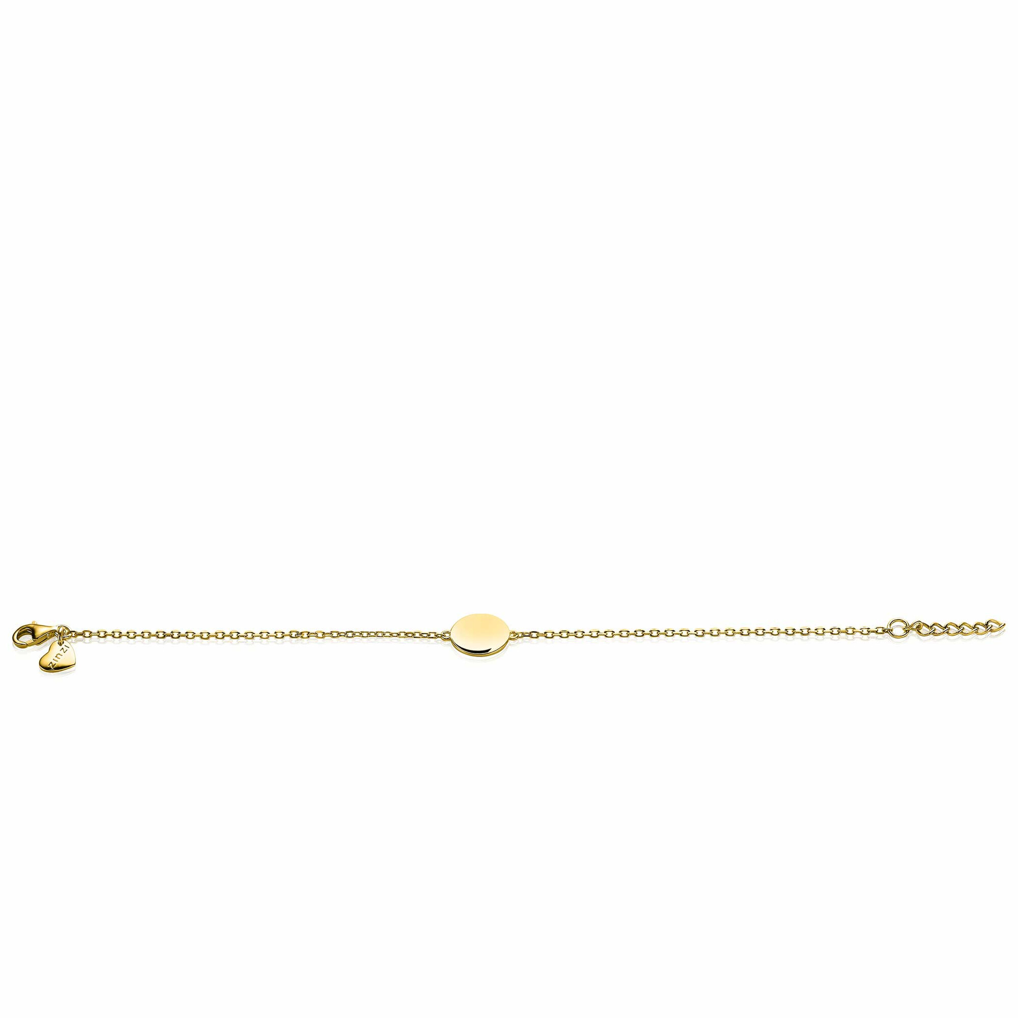 ZINZI Gold Plated Sterling Silver Bracelet with Round Plate 15mm for Engraving 17-20cm ZIA2345G