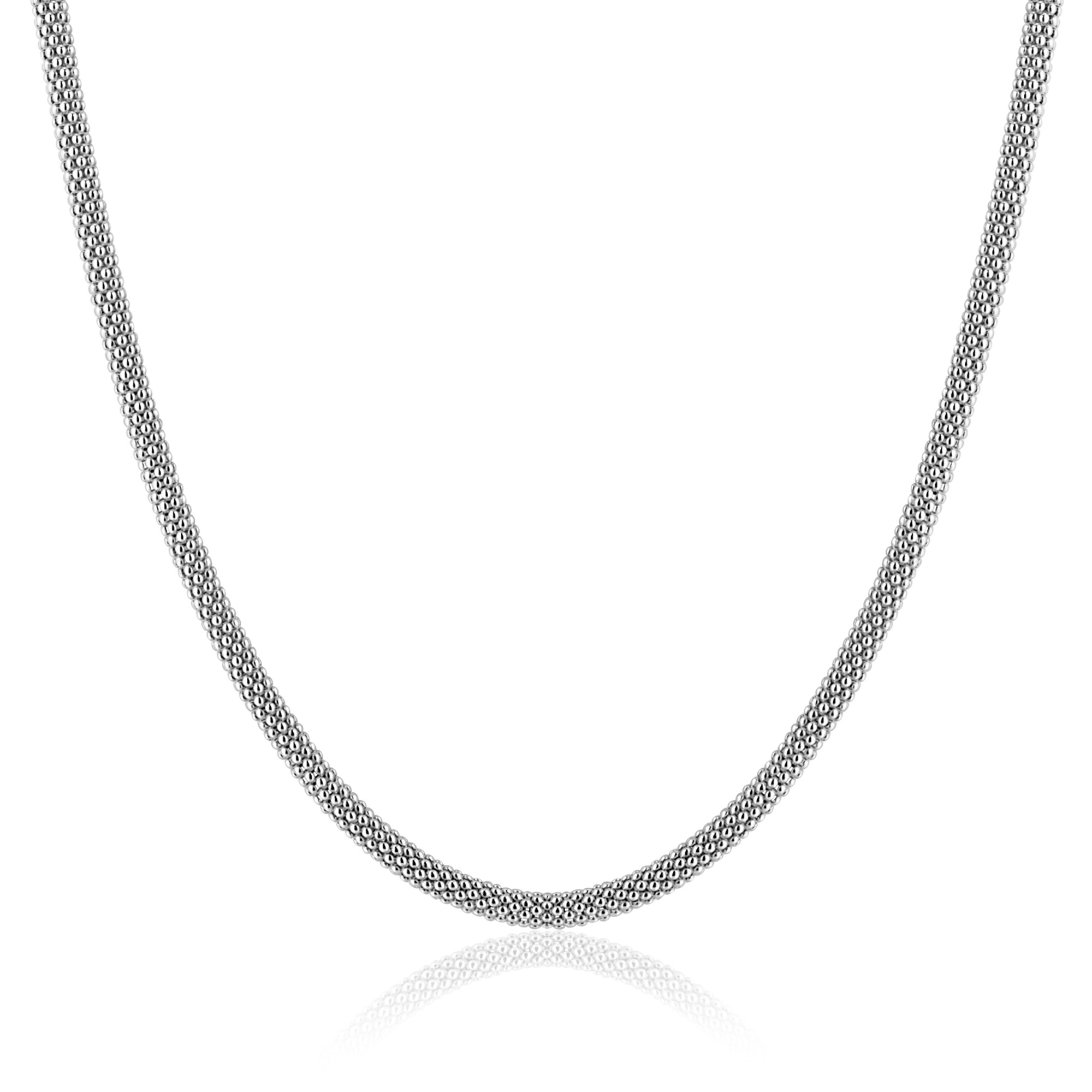 ZINZI zlv. collier fijne popcorn 3mm 42cm