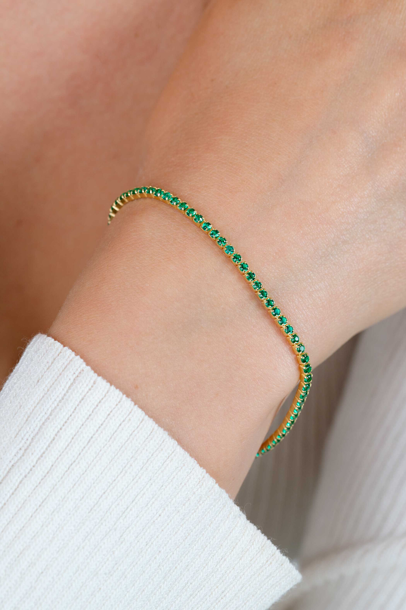 ZINZI zlv. tennisarmband gg.verg. groene zc 2.1mm