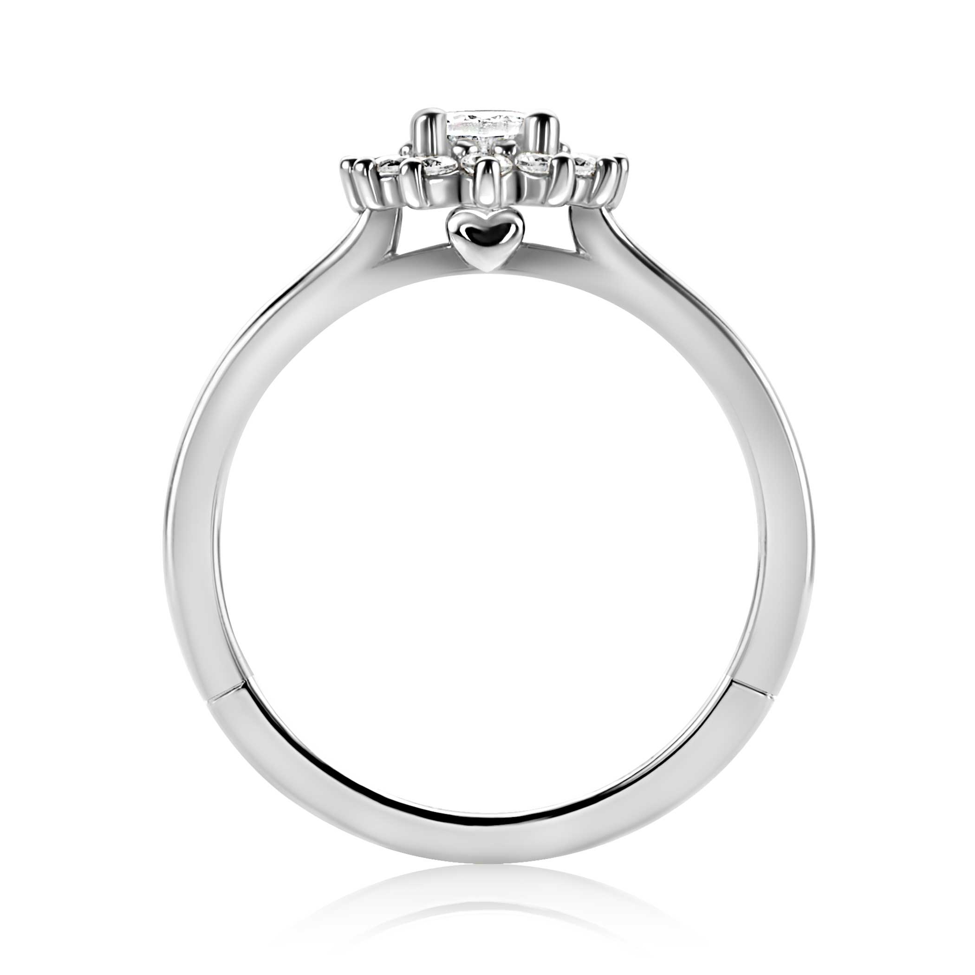 ZINZI silver entourage engagement ring with a large oval white zirconia (11mm) and a small heart on the side ZIR2699
