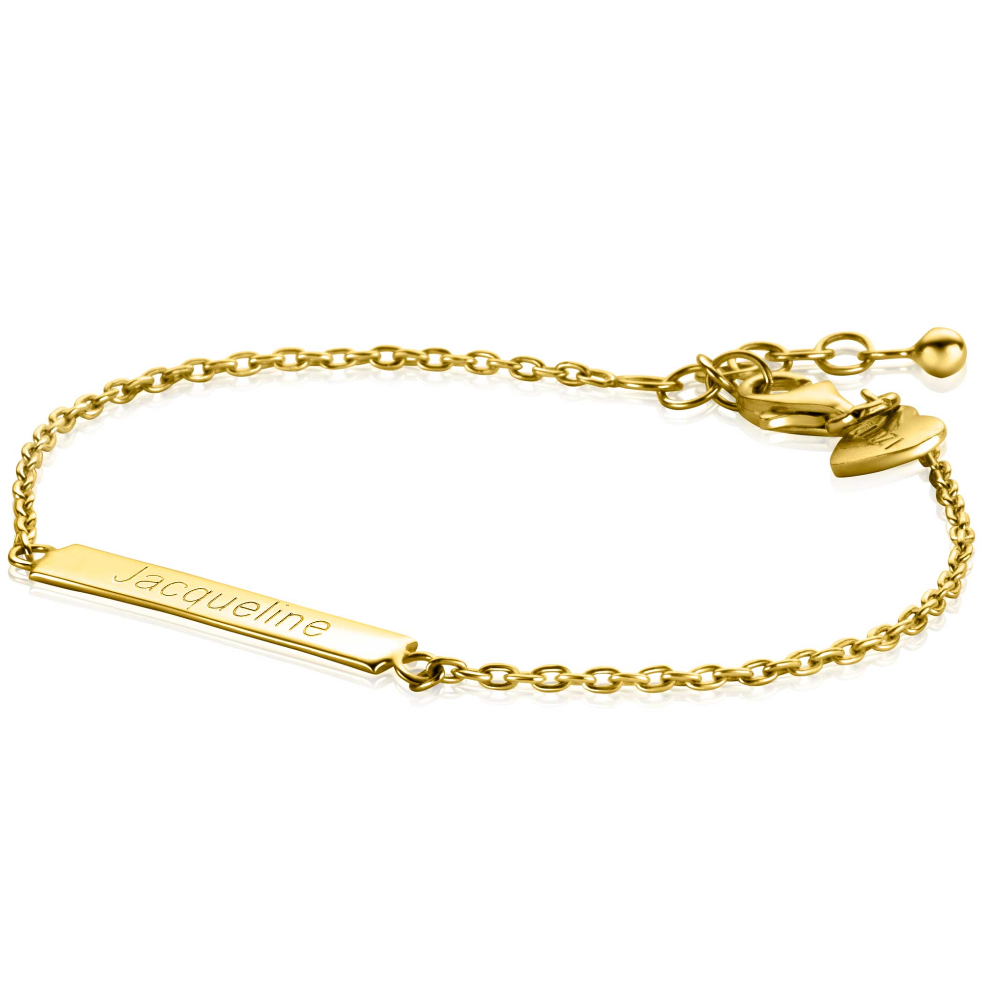 ZINZI zlv. armband geel verguld met recht plaatje