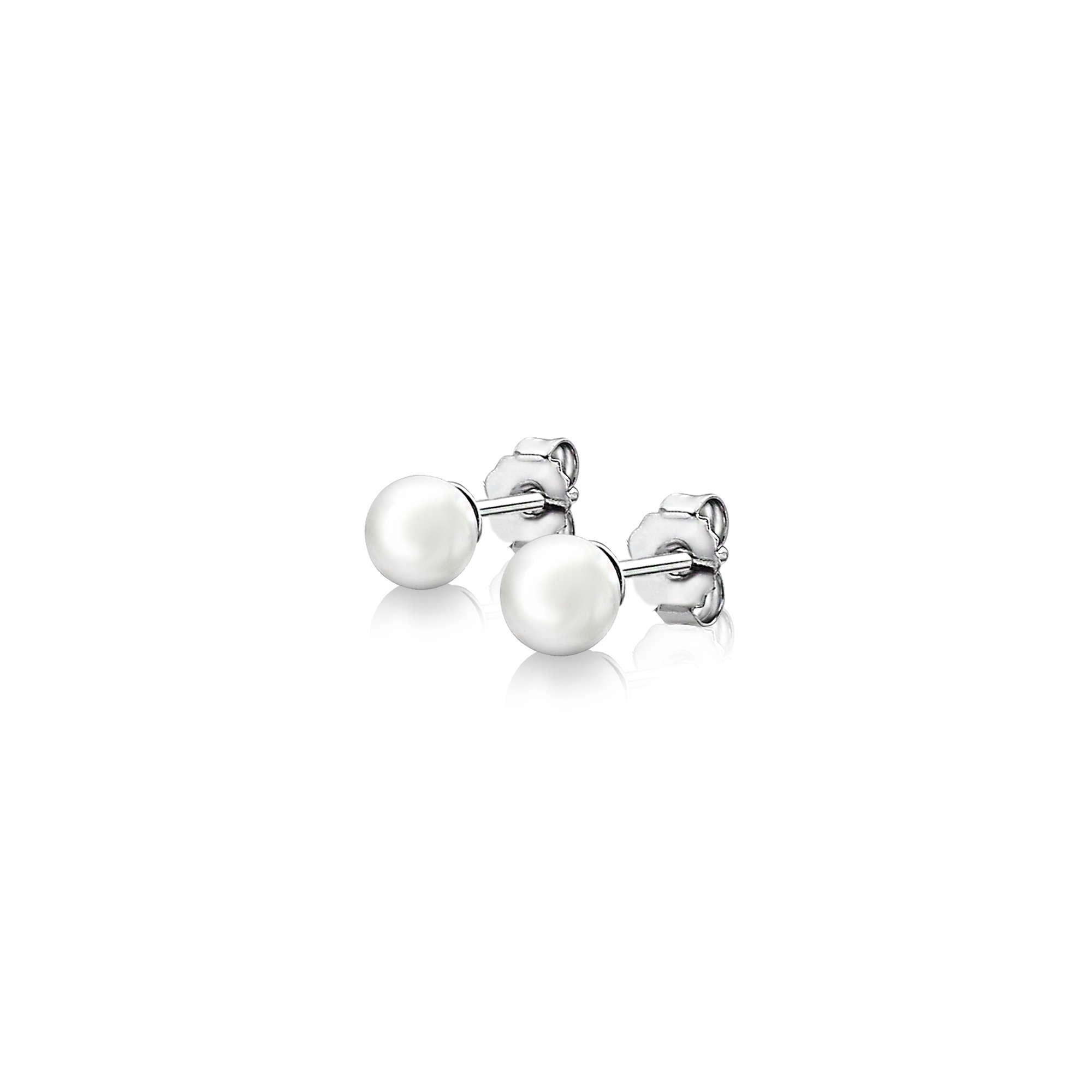 ZINZI silberne Ohrstecker 6mm weiß Perle ZIO1317