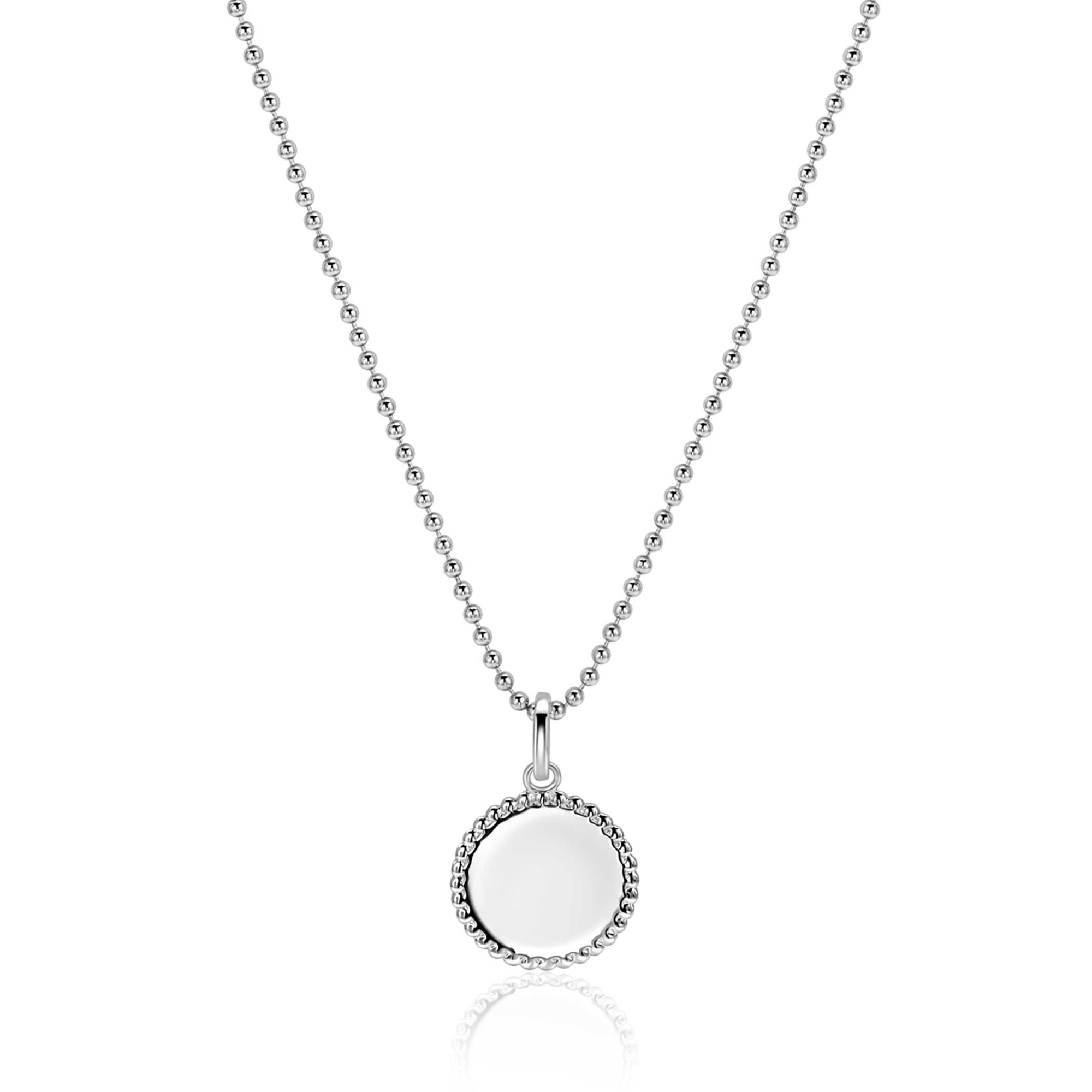 12mm ZINZI Silberner Münzanhänger mit Perlrand für Gravur ZIH2650 (ohne Kette)