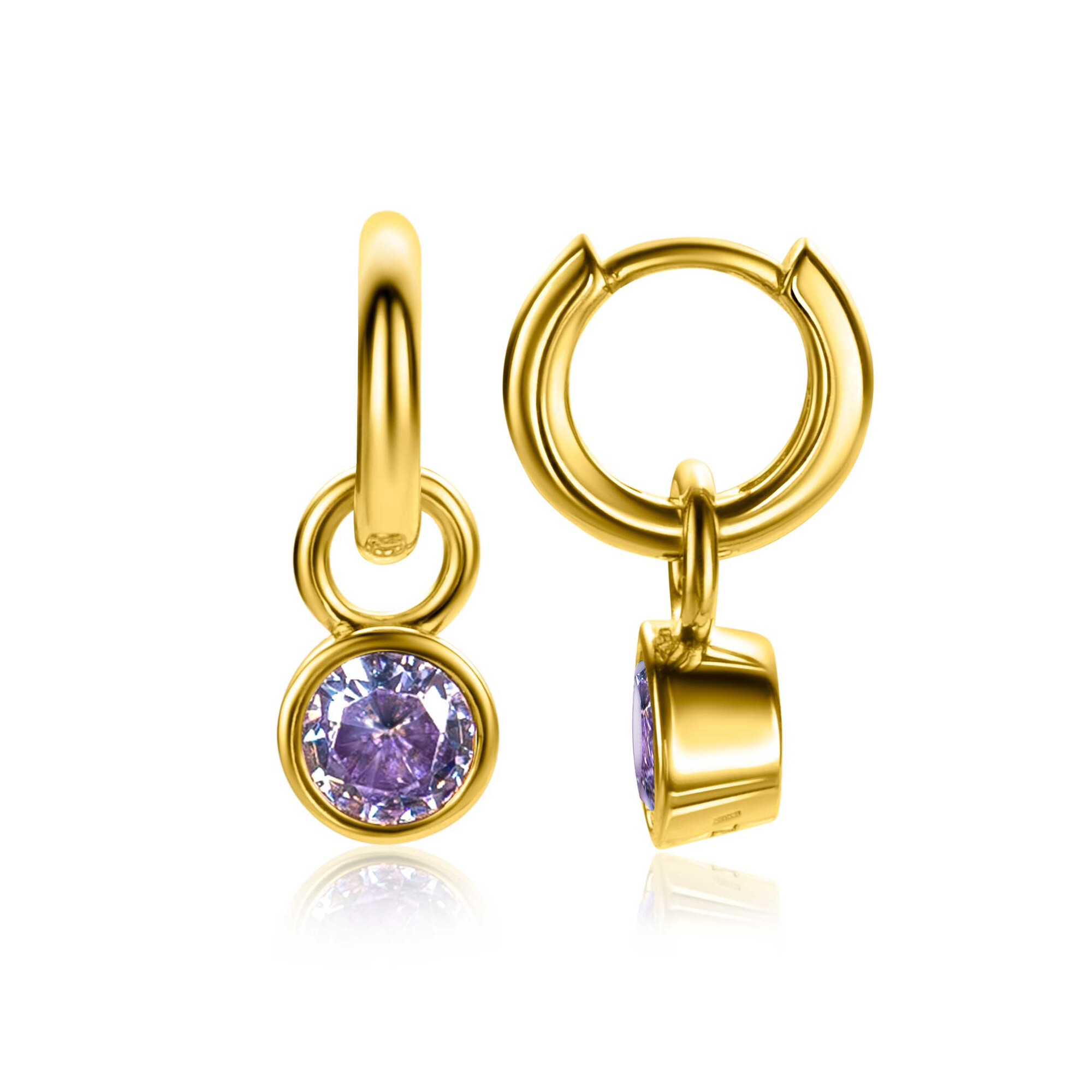 ZINZI zlv.oorb. gg.verg. birthstones licht amethist cz