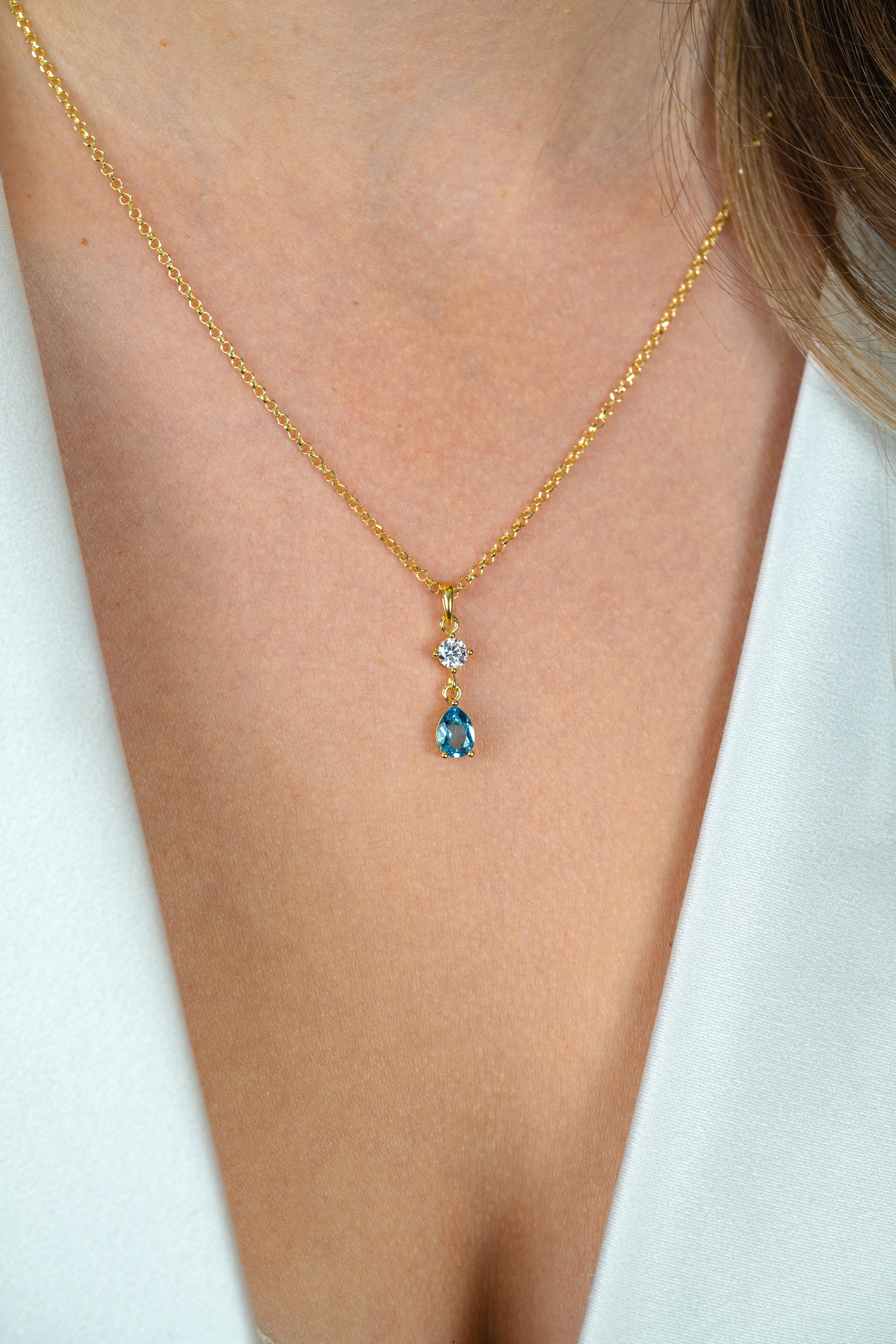 ZINZI zlv.collier gg.verg.hanger peer blauw/VK zirc