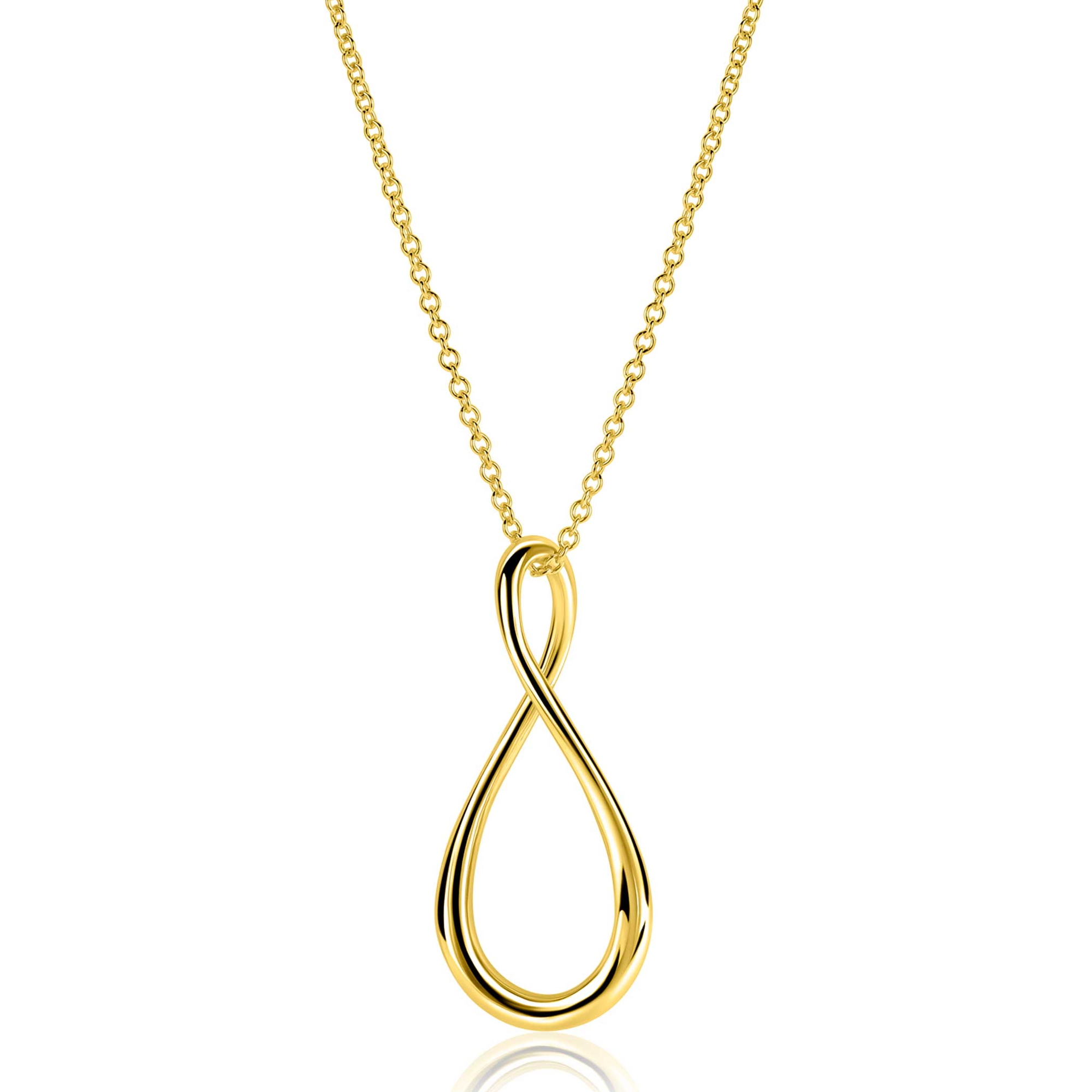 ZINZI goldplated zilveren ketting 60cm met grote gestileerde Infinity-hanger 52mm ZIC2675G