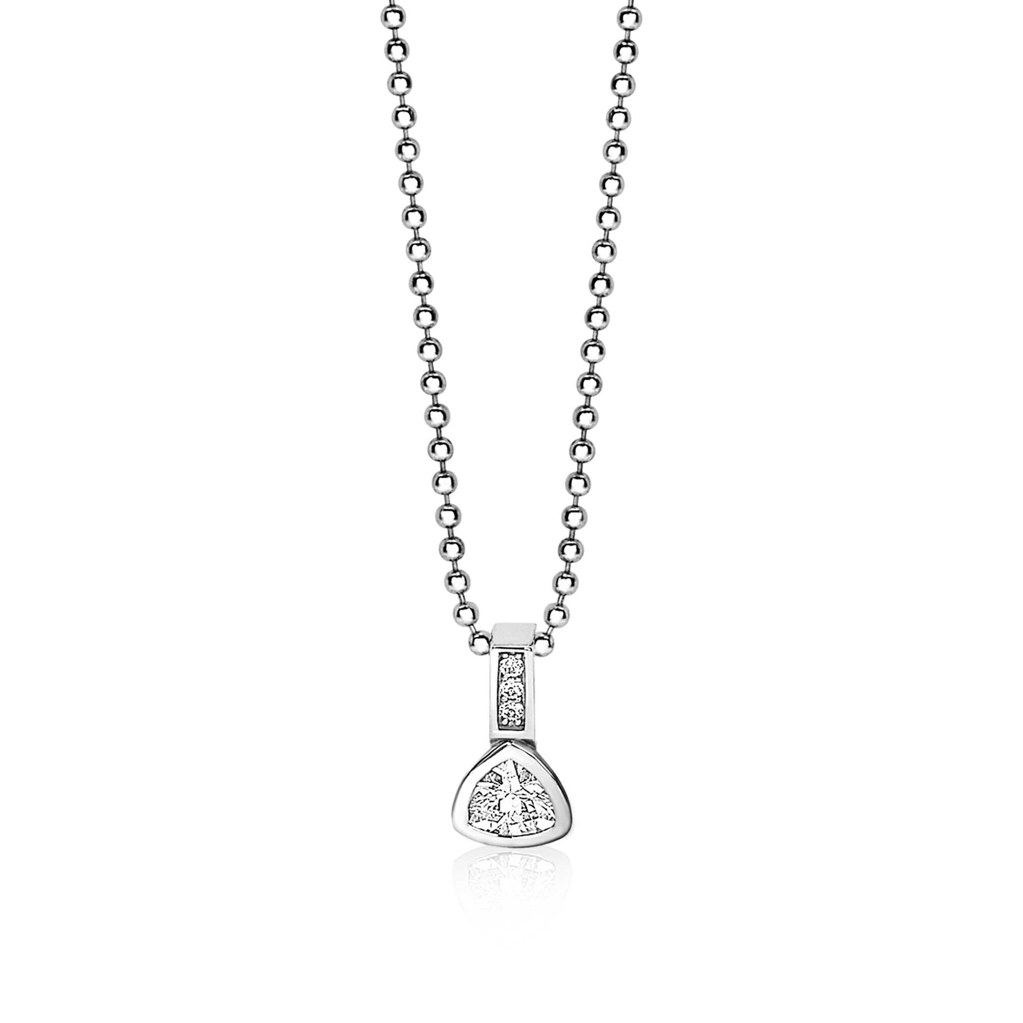 ZINZI zilveren hanger driehoek wit ZIH1663 (zonder collier)