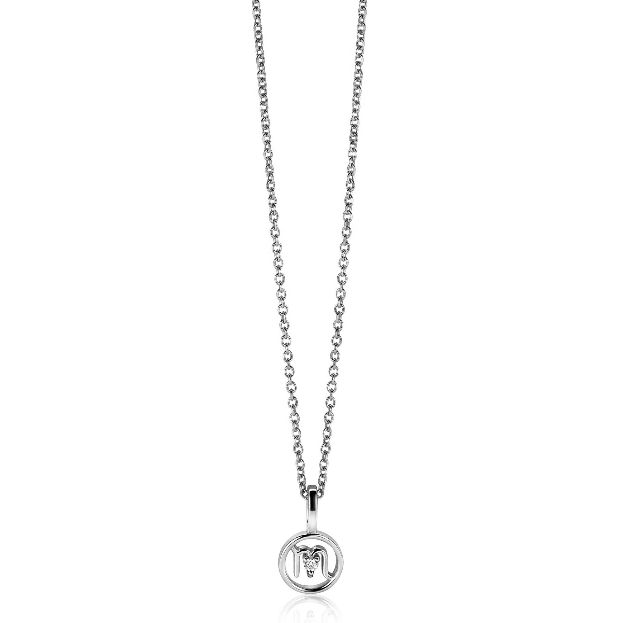 9mm ZINZI silver Scorpio zodiac sign pendant set with white zirconias ZIH-SCH (without necklace)