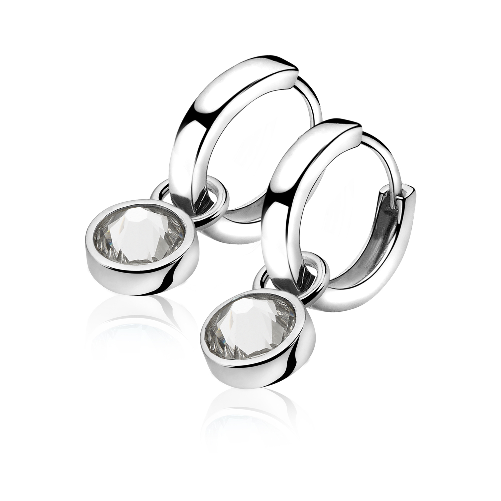 ZINZI Sterling Silver Earrings Pendants Blue White ZICH1006A (excl. hoop earrings)