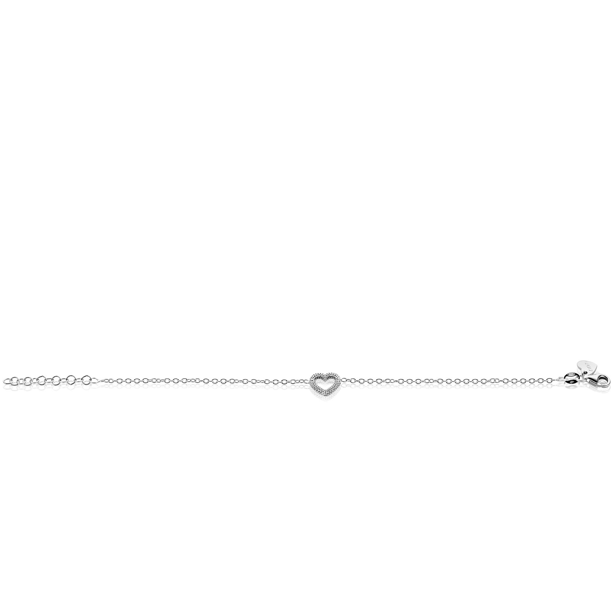 ZINZI zlv. armband met bewerkt open hartje