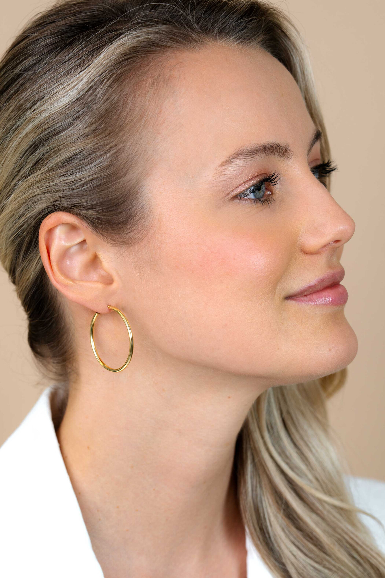 35mm ZINZI Gold Plated Sterling Silver Hoop Earrings 35x2mm ZIO435G