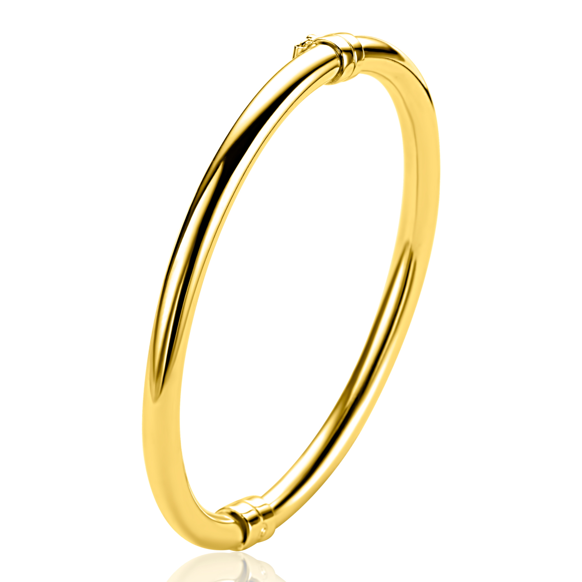 ZINZI zlv. bangle armband gg.verg.rond glad 5mm