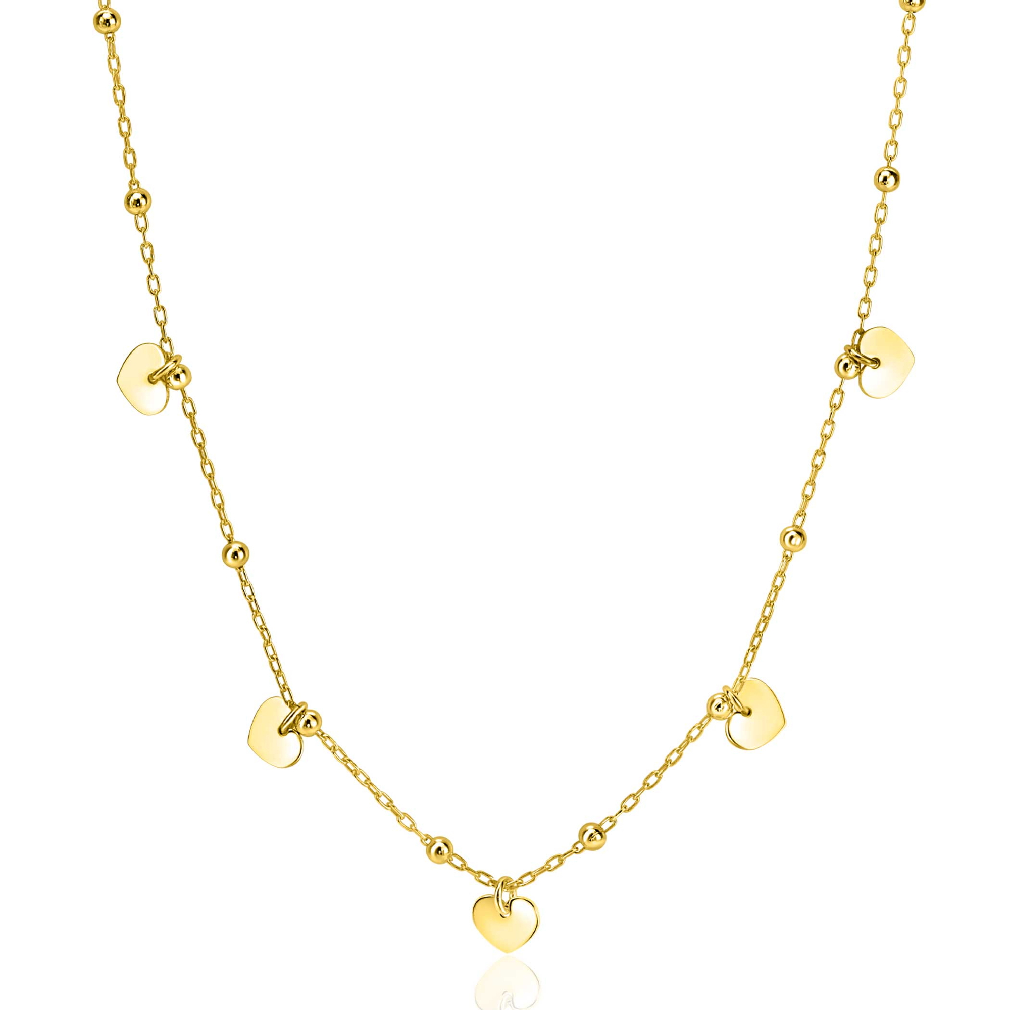 ZINZI zlv. collier gg.verg.fant. met hartjes eraan