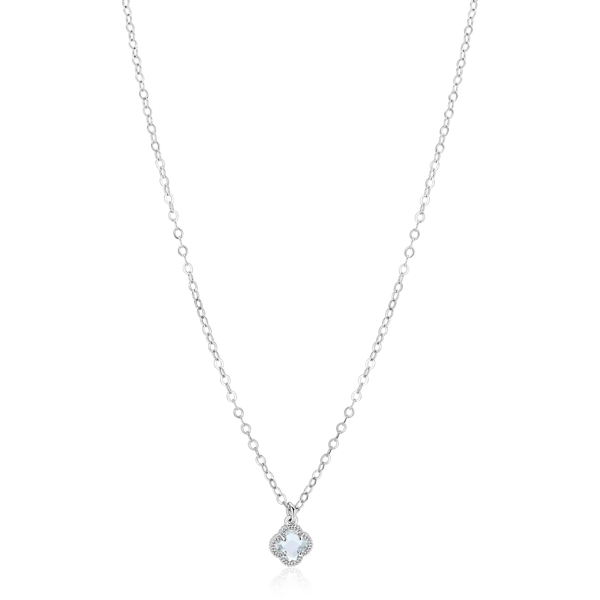 ZINZI zlv. collier met blauwe klaver hanger