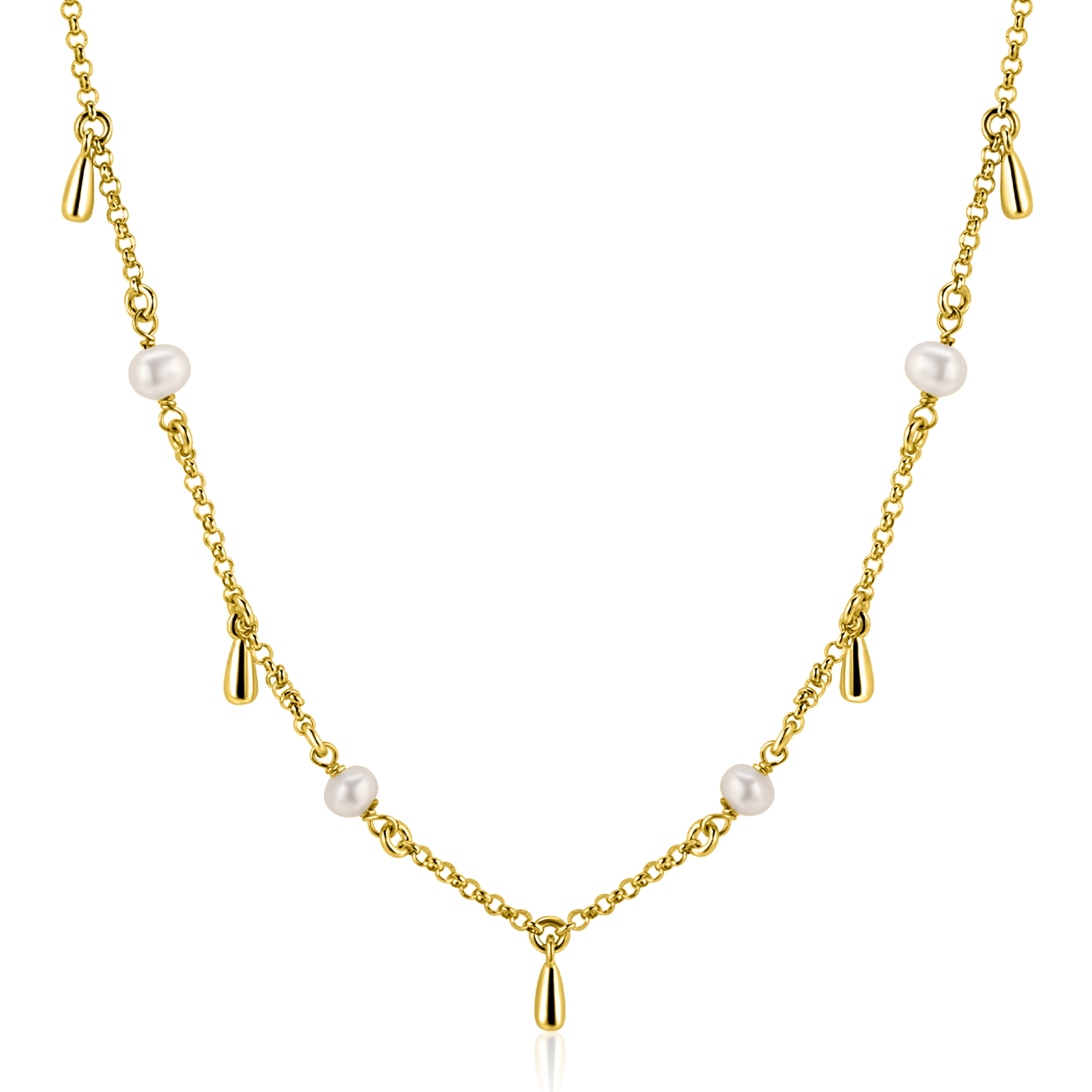 ZINZI zlv.collier gg.verg.met parels en pegeltjes 42/45
