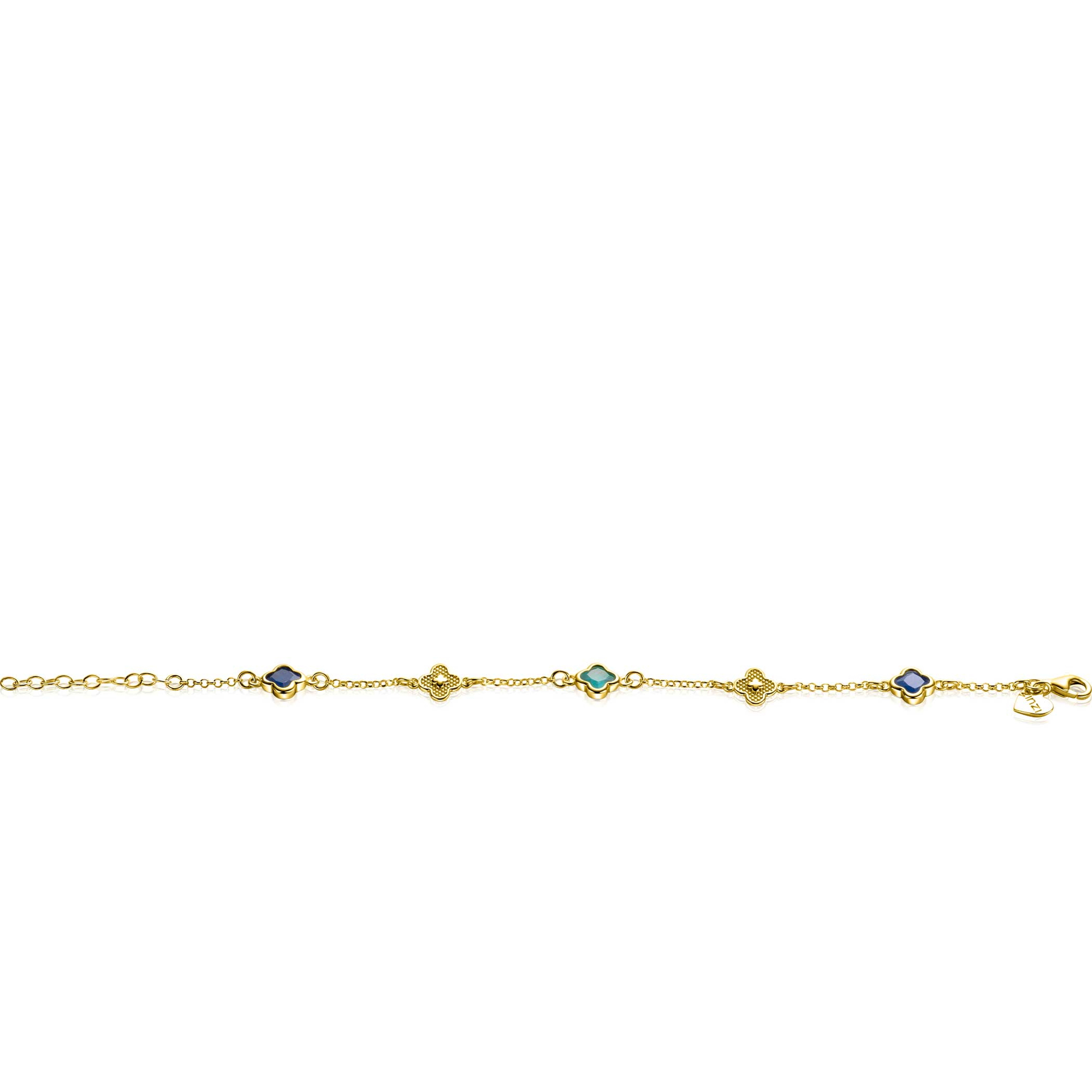 ZINZI zlv. armb. gg.verg. klaver blauw/groen cz
