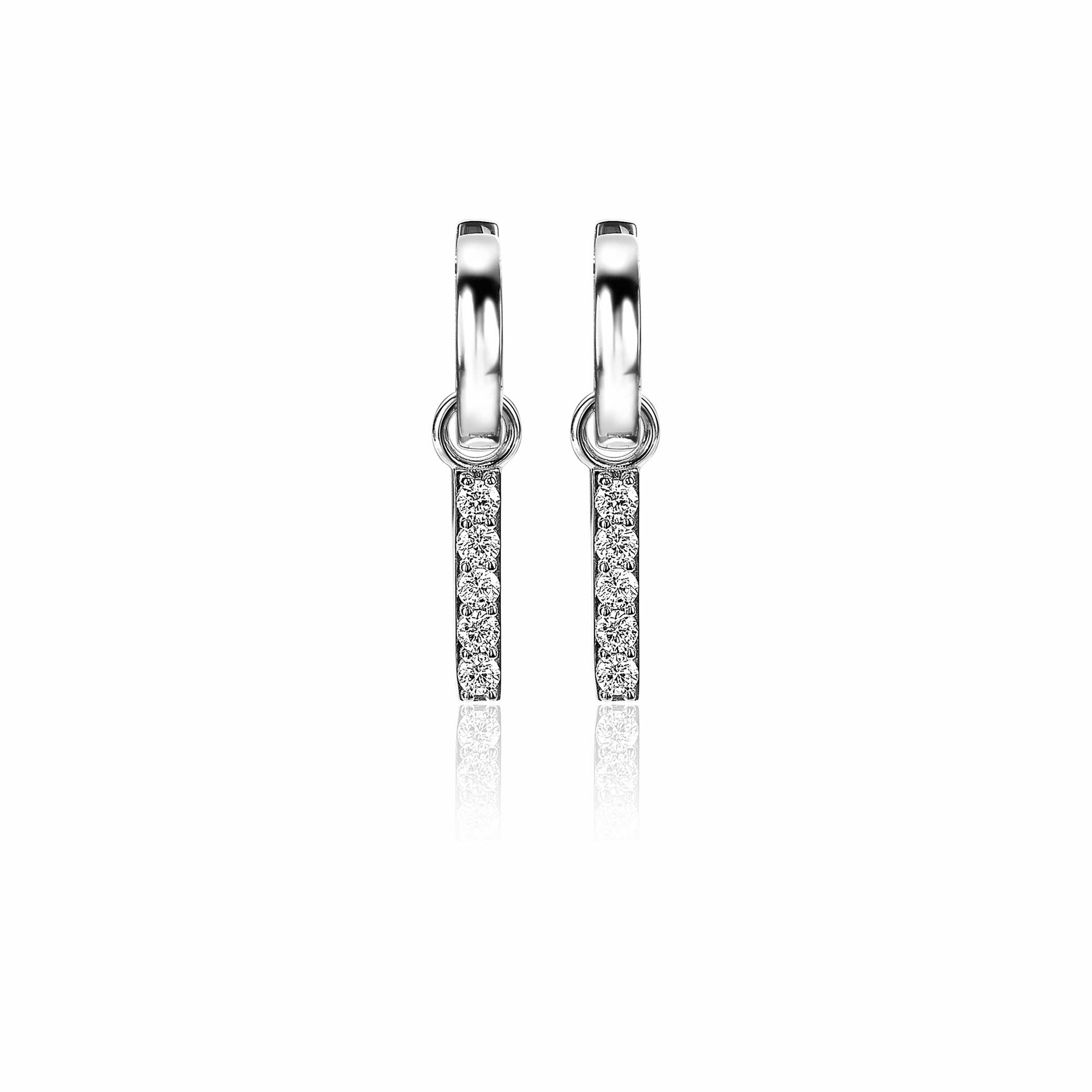 ZINZI silberne Ohrhänger 21,5mm Stab Zirkonia ZICH2142