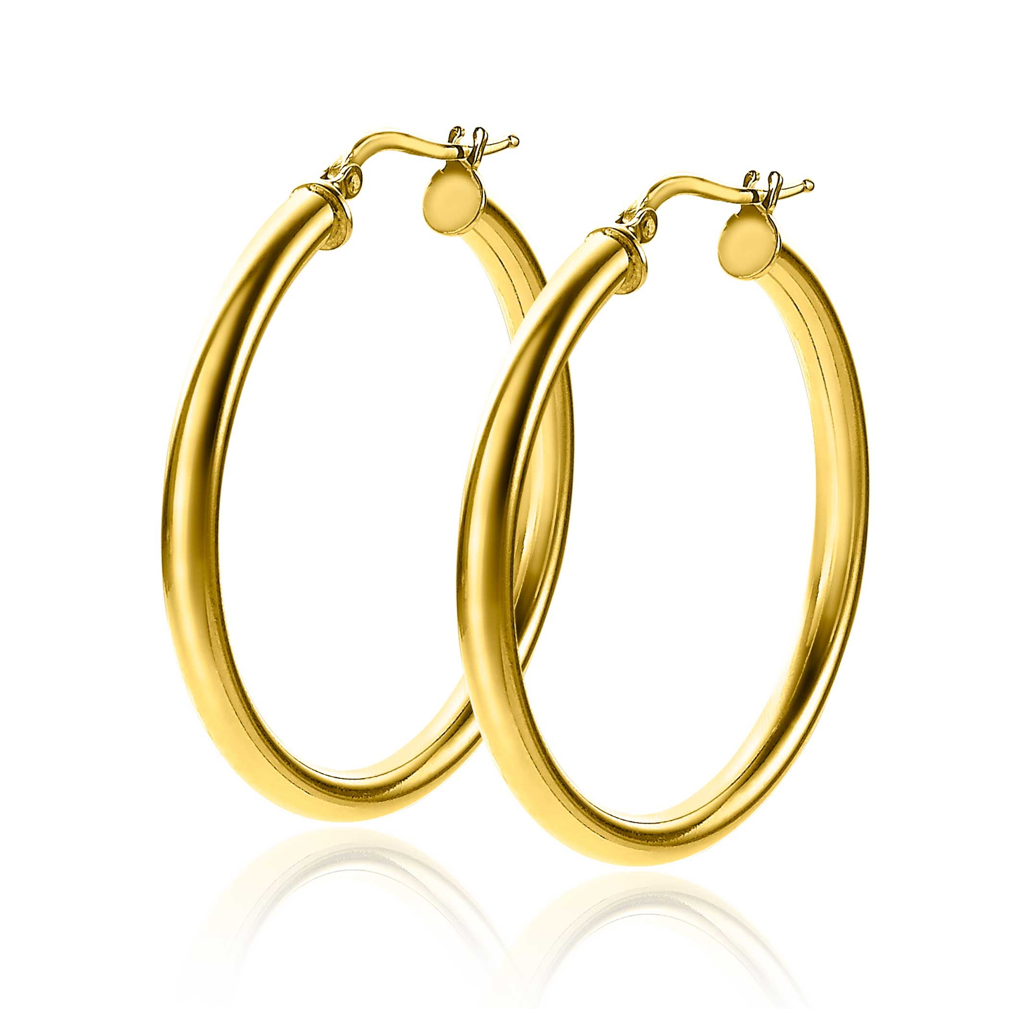 ZINZI silberne Ohrringe 14K gelb vergoldet 36x3mm rund ZIO2179G