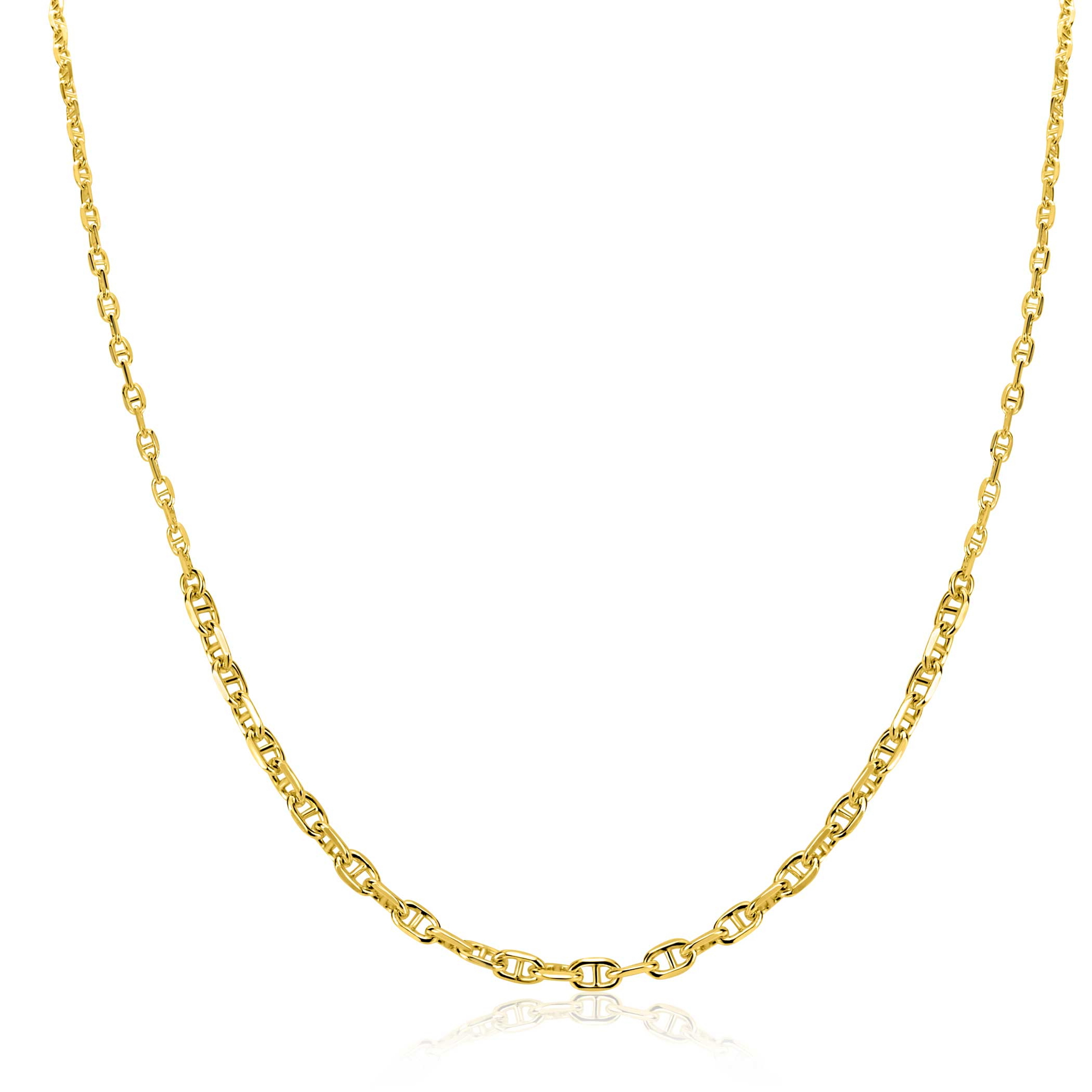 ZINZI zlv. collier gg.verg. marine schakels aflopend