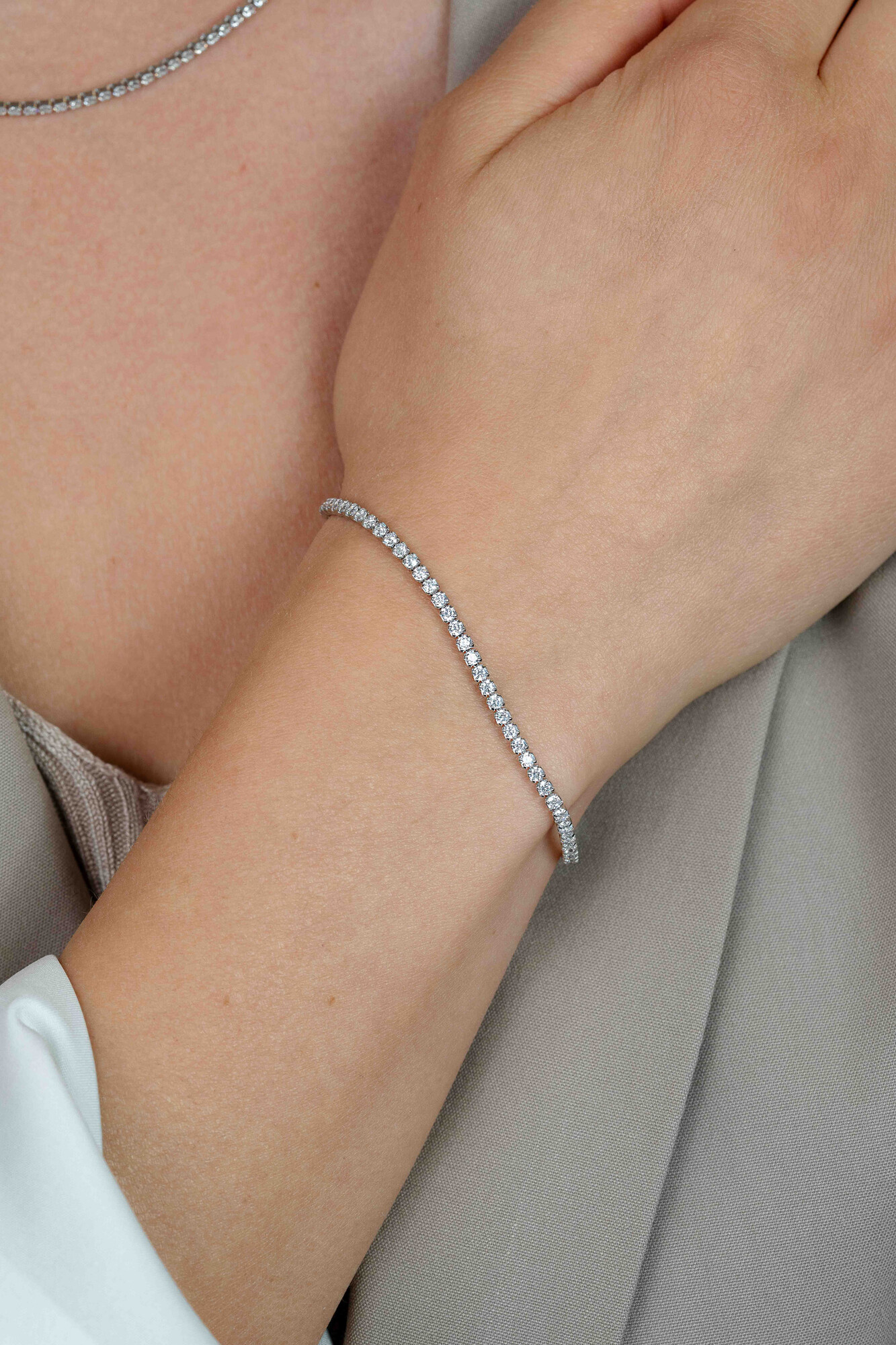 ZINZI zilveren tennis armband 2,3mm breed met rijzetting witte zirconia's ZIA2795