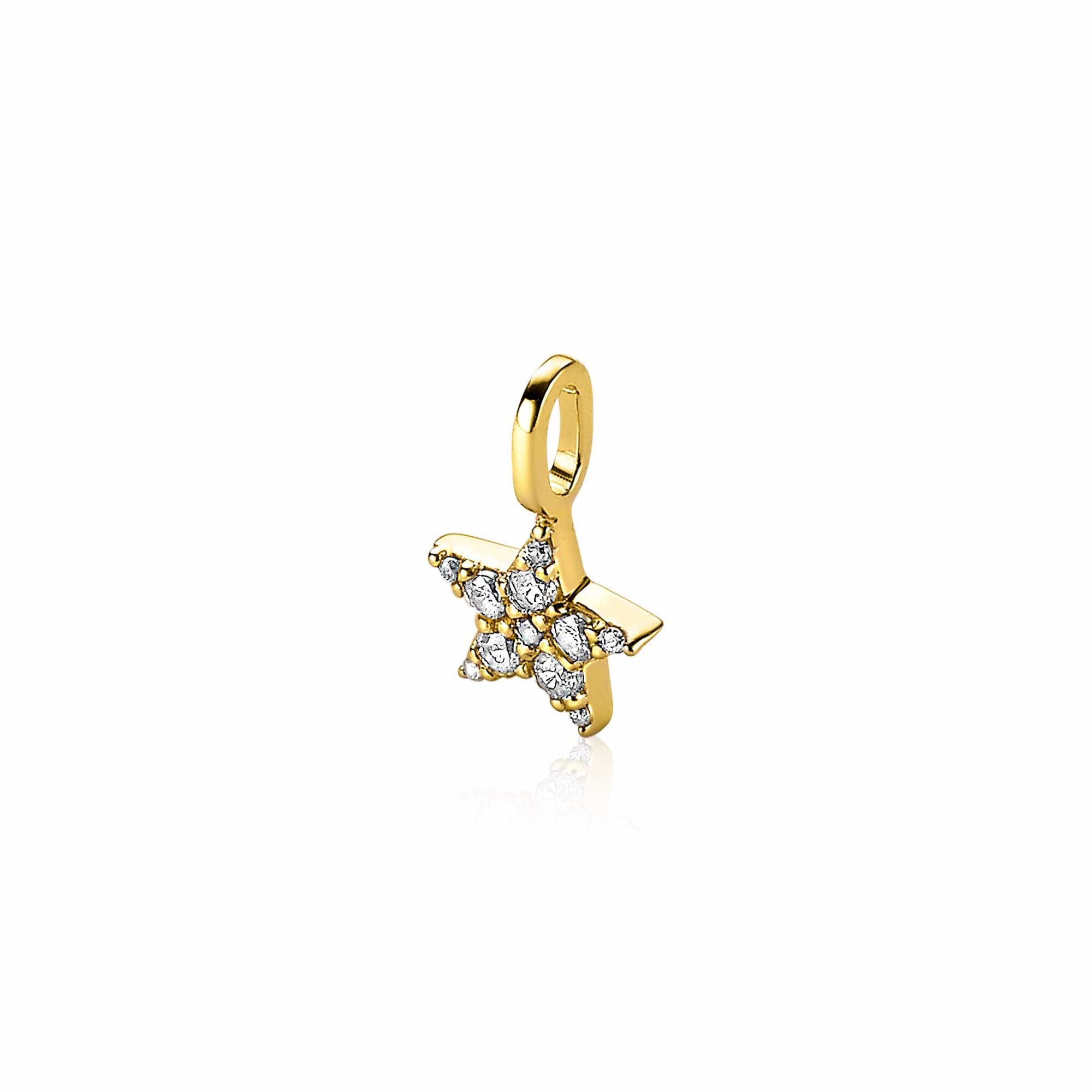 ZINZI silberner Stern Anhänger in gelb vergoldet 13mm weiß ZIH2138Y