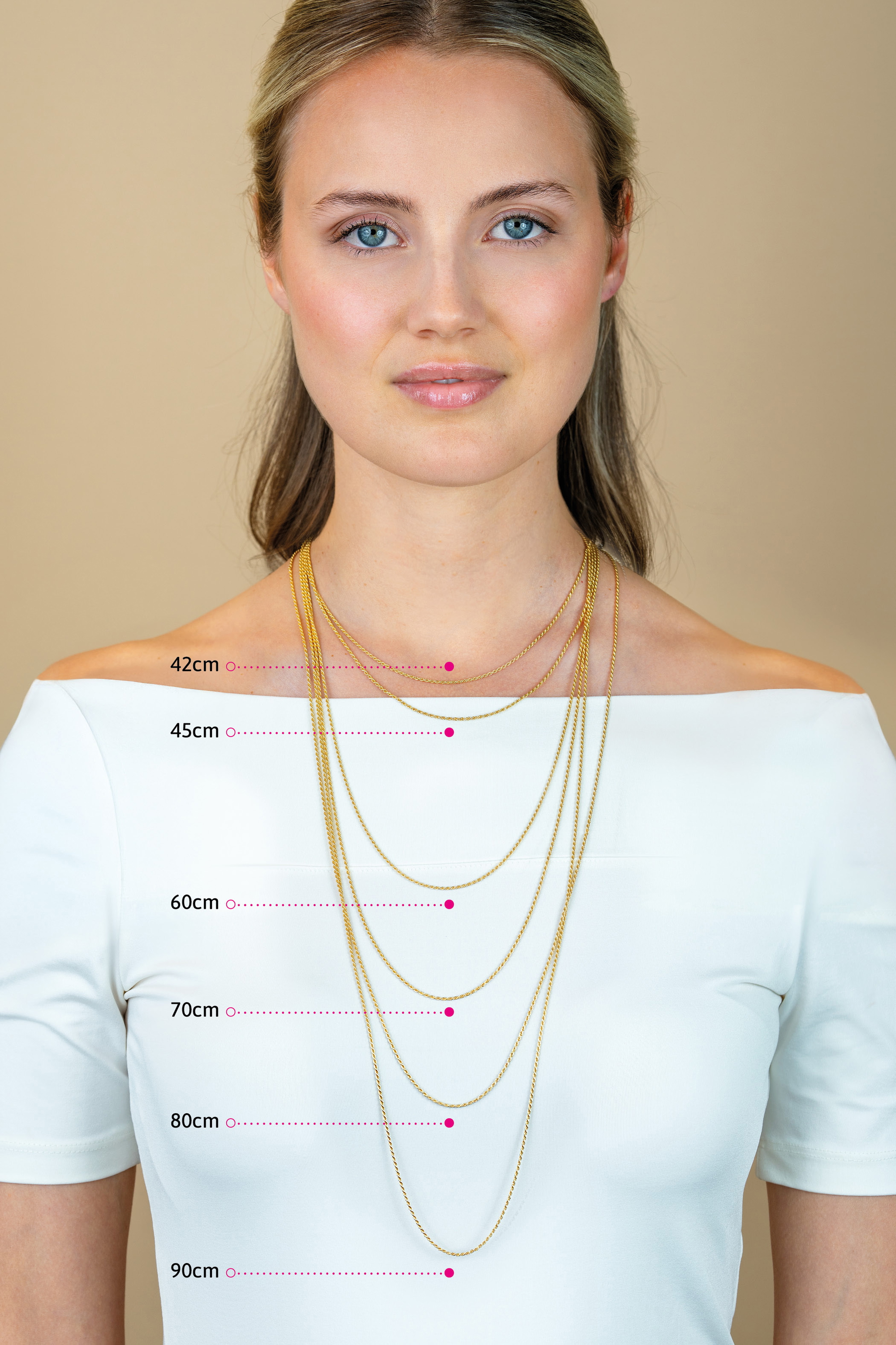 ZINZI silberne Anker Kette gelbvergoldet. Wählen Sie die Länge, die zu Ihnen pass: 42, 45, 60, 70, 80 oder 90cm. ZILC-AG