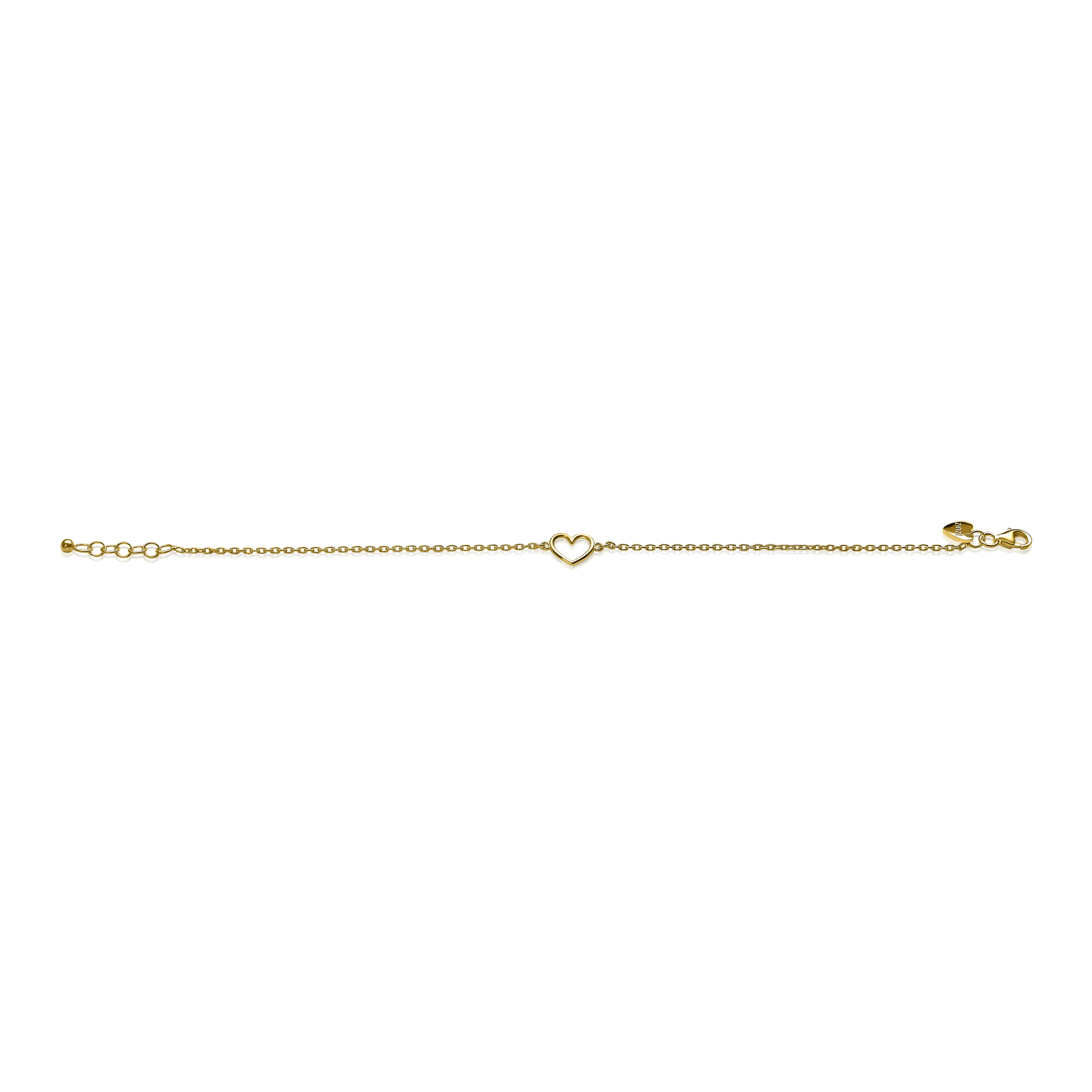 ZINZI silbernes Armband gelb vergoldet mit offenem Herz ZIA1420G