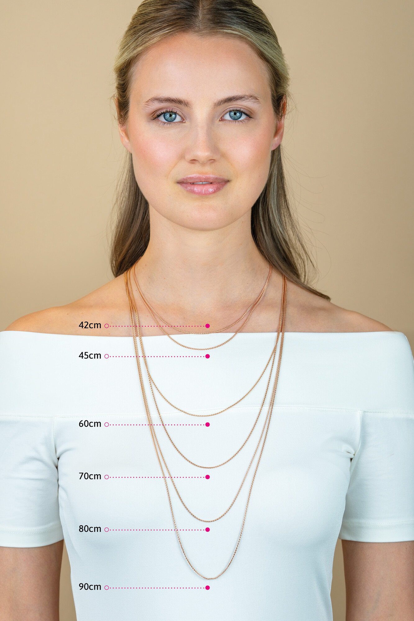 60cm ZINZI zilveren anker ketting rosé verguld ZILC-A60R