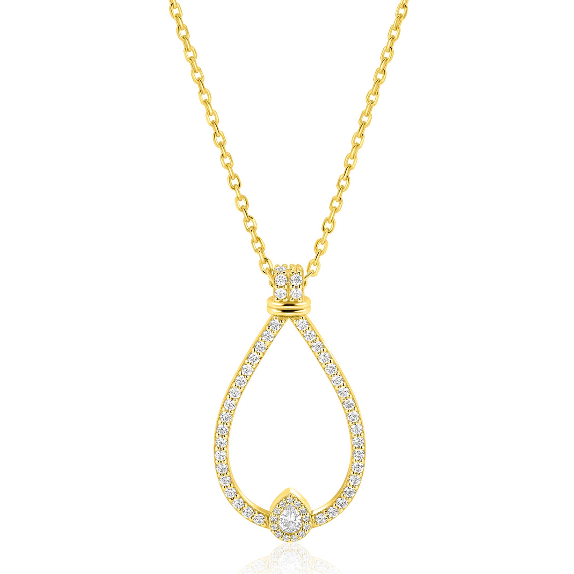 ZINZI zlv. collier gg.verg. luxe ovale hanger zirconia's