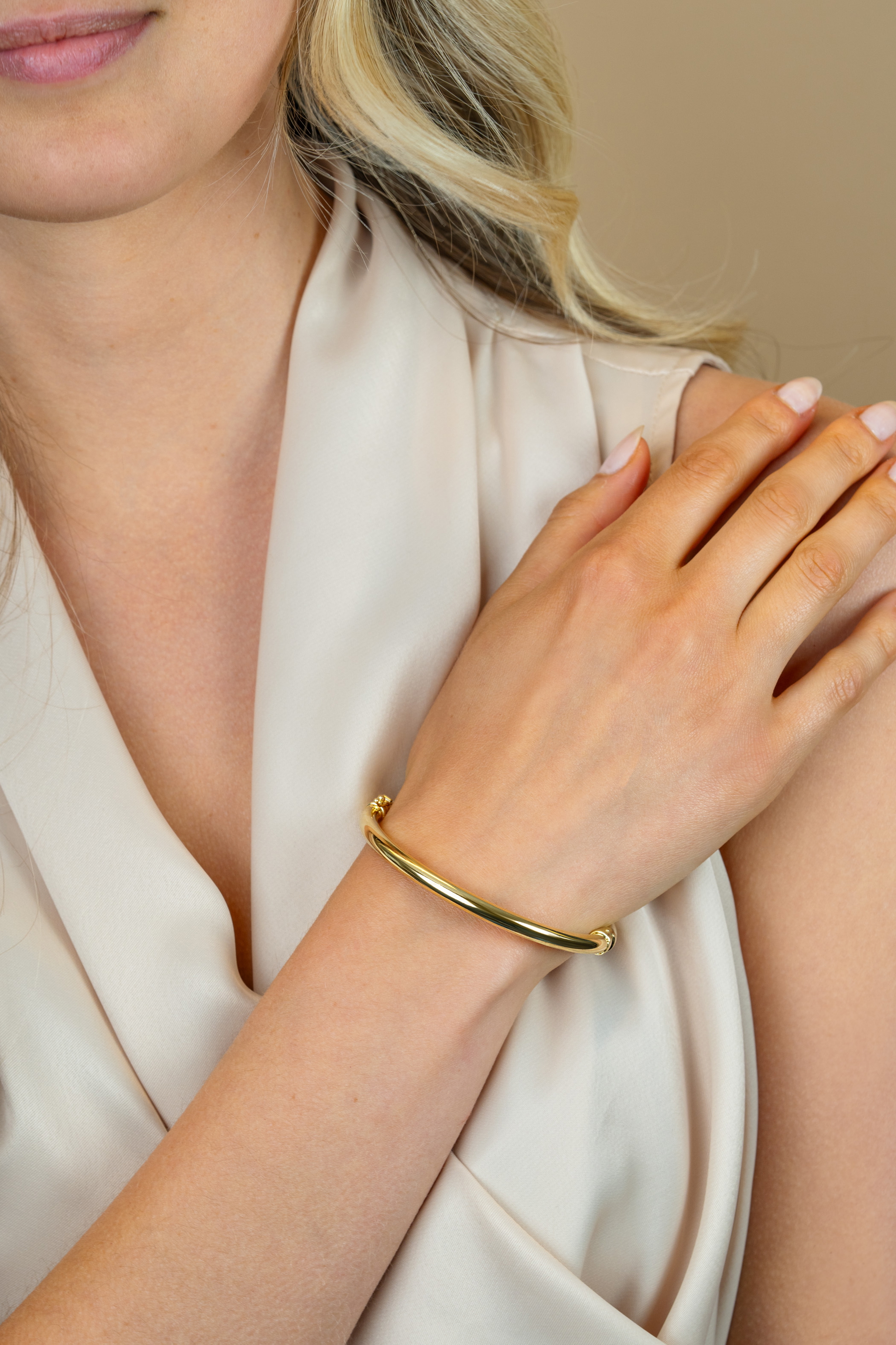ZINZI zlv. bangle armband gg.verg.rond glad 5mm