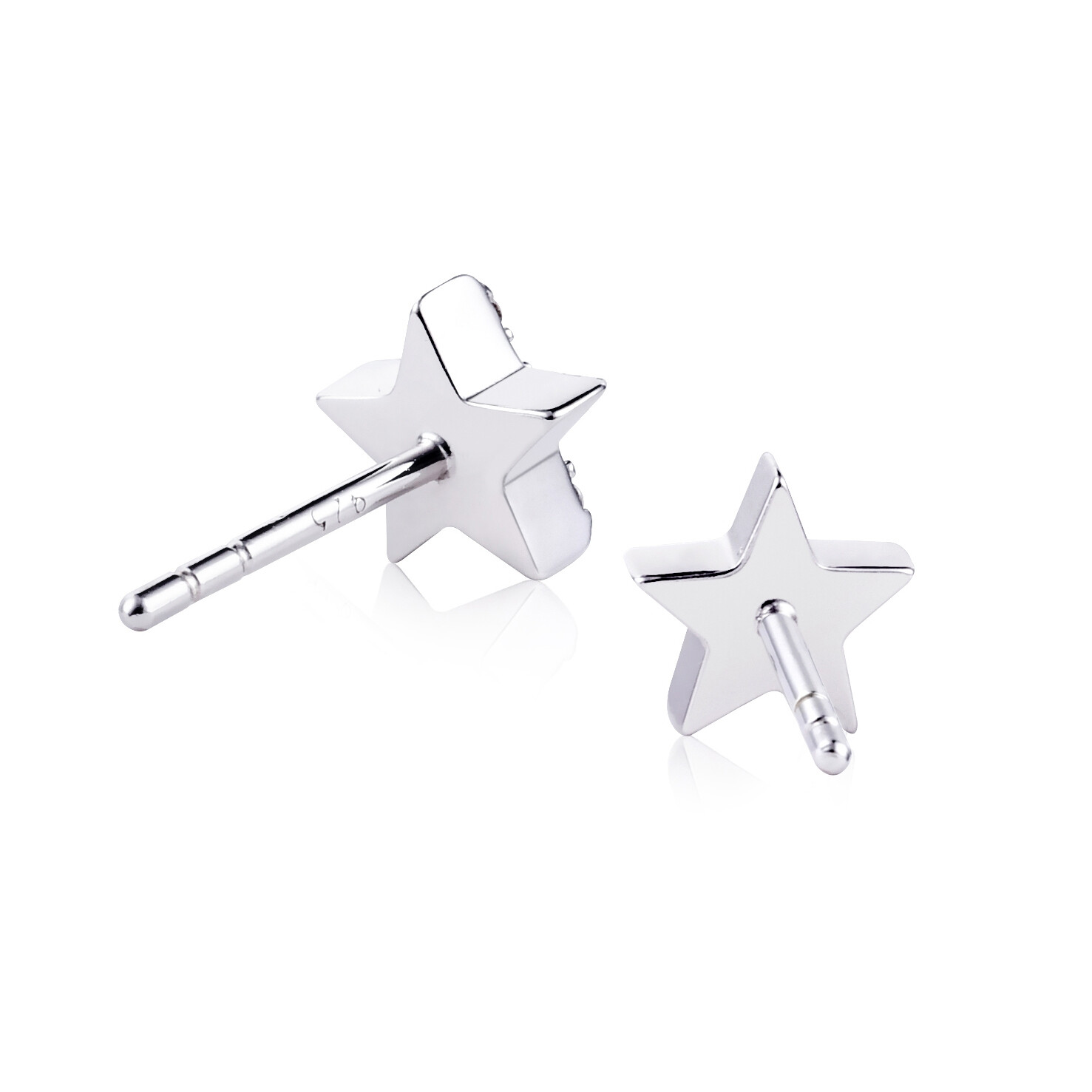 ZINZI zilveren oorknoppen ster wit 7mm ZIO1377Z
