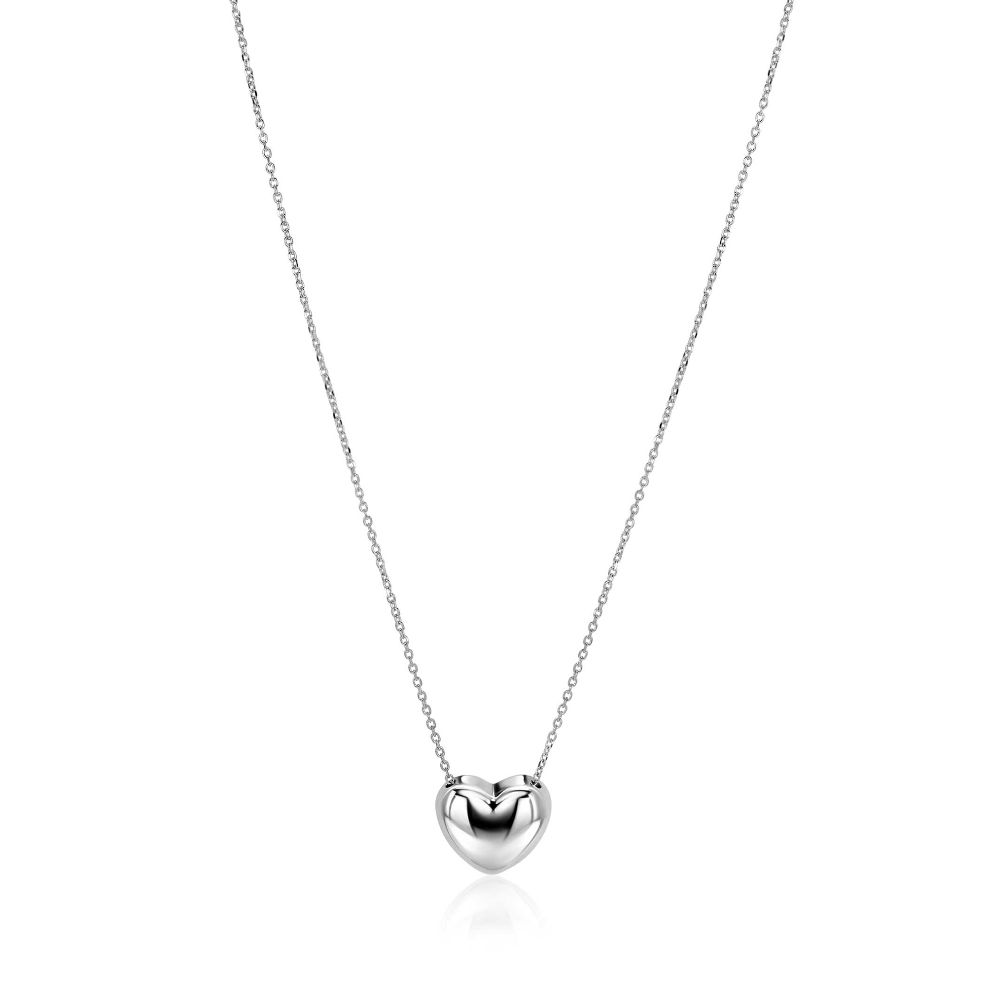 ZINZI zilveren ketting met luxe groot hart (15mm) 40-45 cm ZIC2672