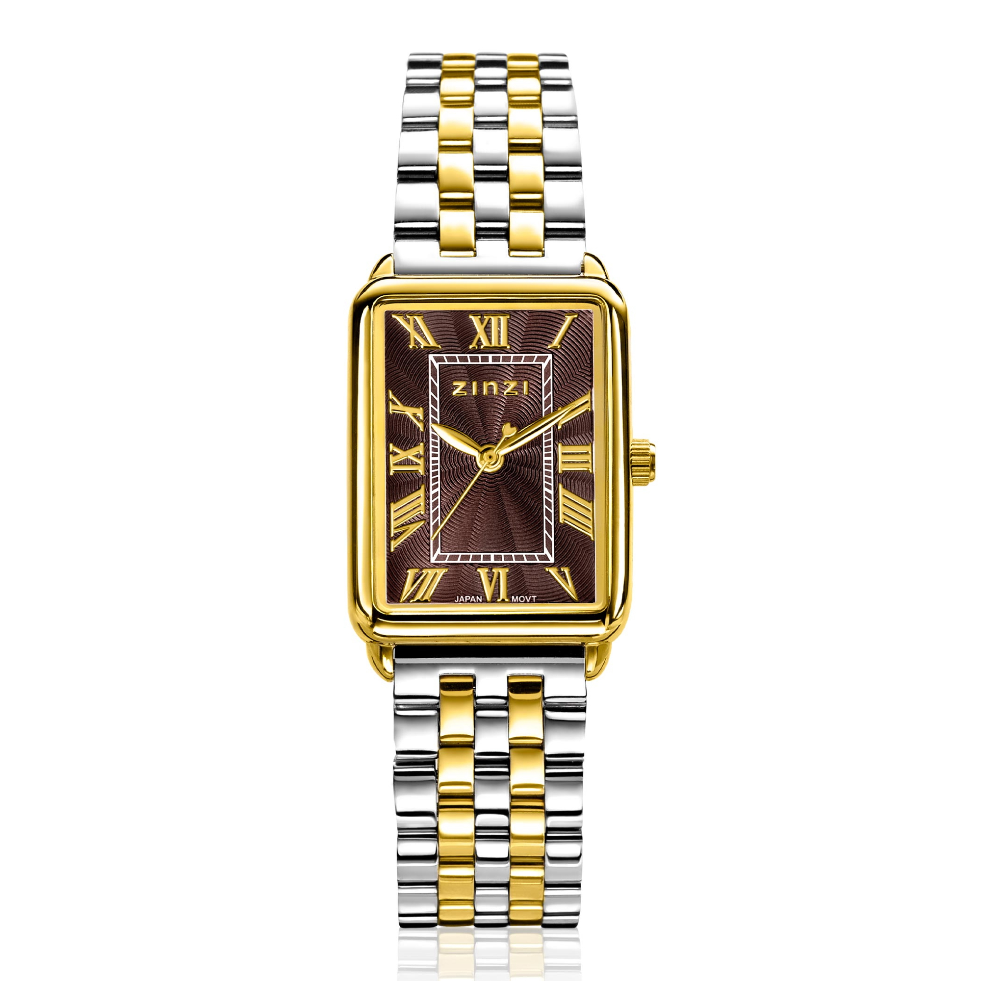 Zinzi Elegance horl.28mm bruine plaat bic.stln.band