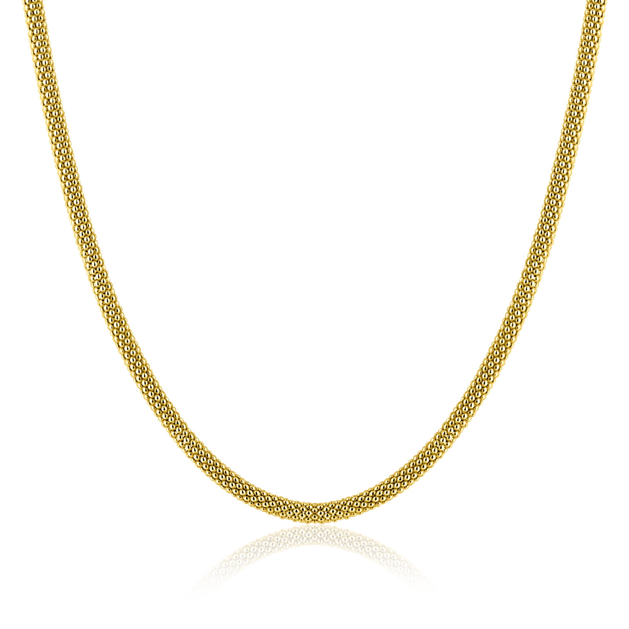 ZINZI gold plated zilveren popcorn ketting 3mm breed 42cm ZIC2765G
