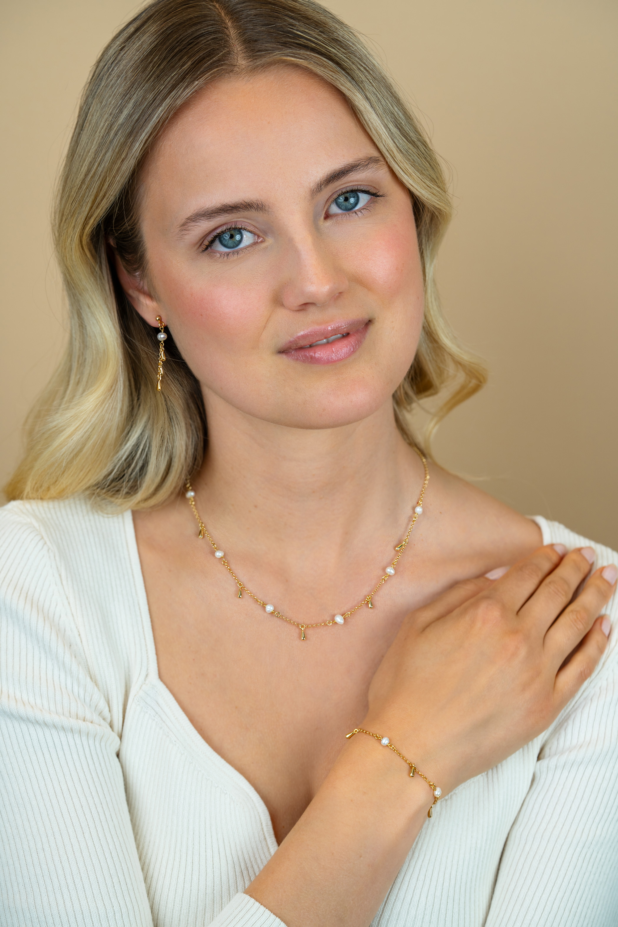 ZINZI zlv.collier gg.verg.met parels en pegeltjes 42/45