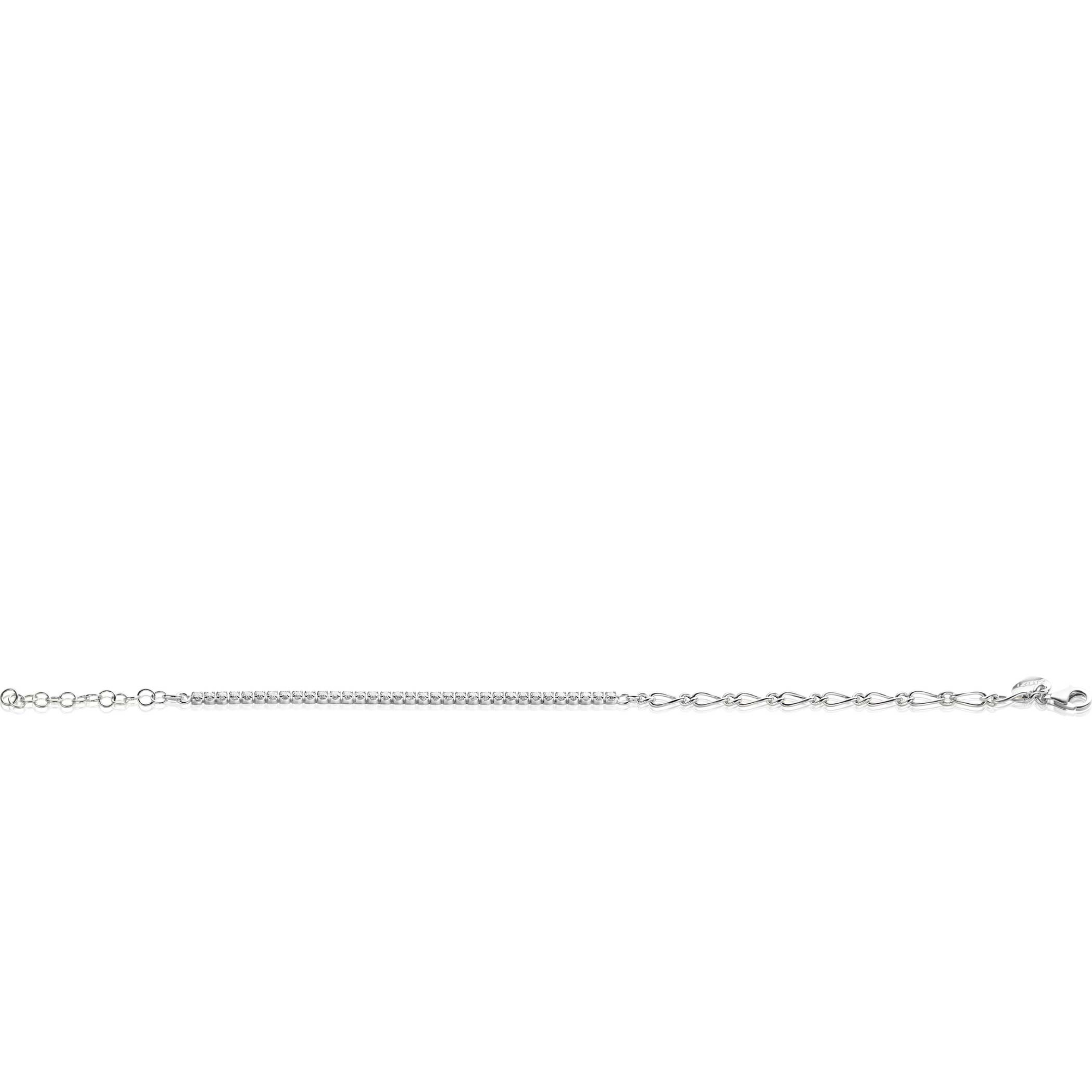 ZINZI zlv. armband half schakels half bezet zirconia's