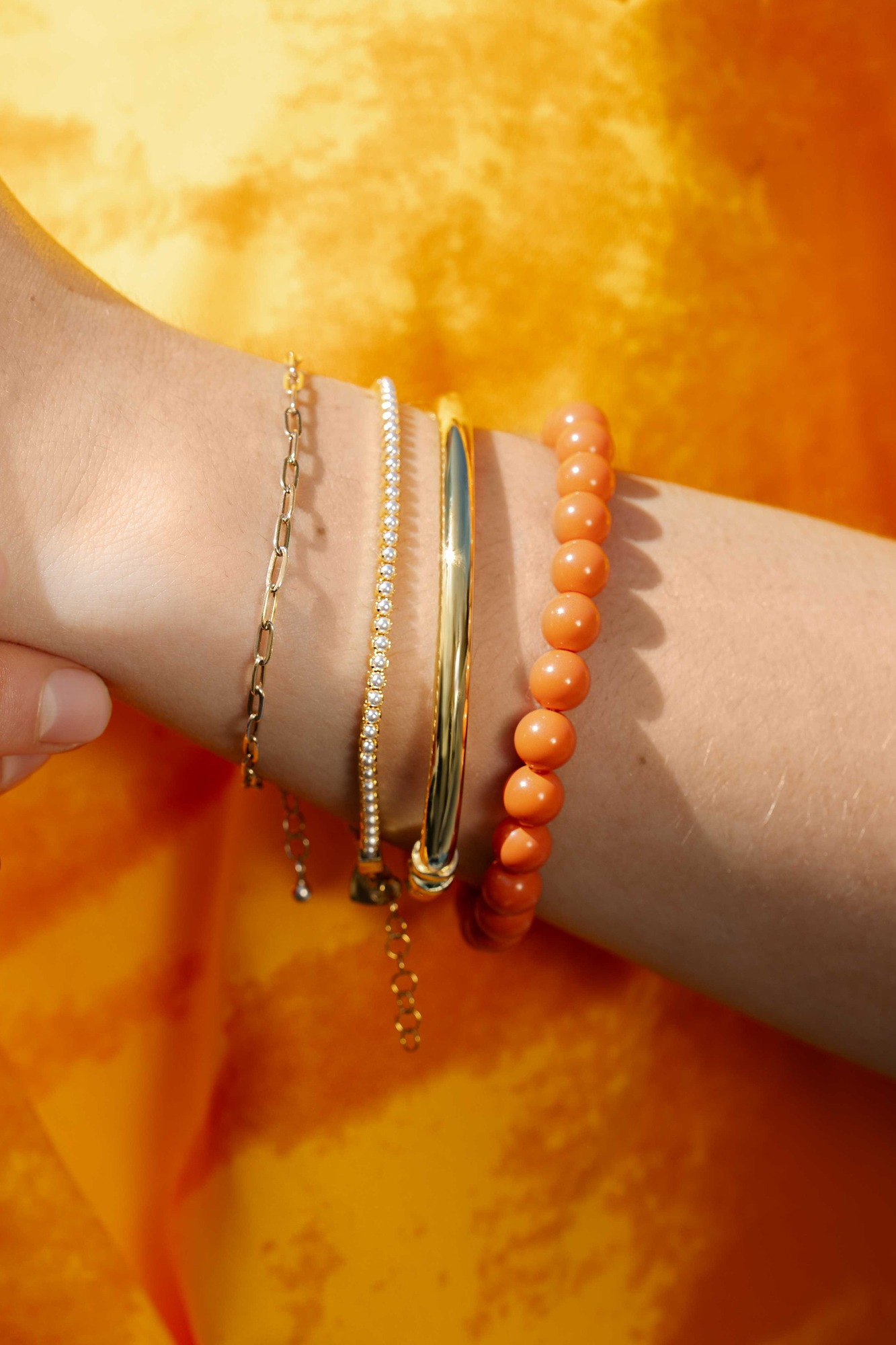 Zinzi Charms StretchArmband one-size orange Perle CH-A20K