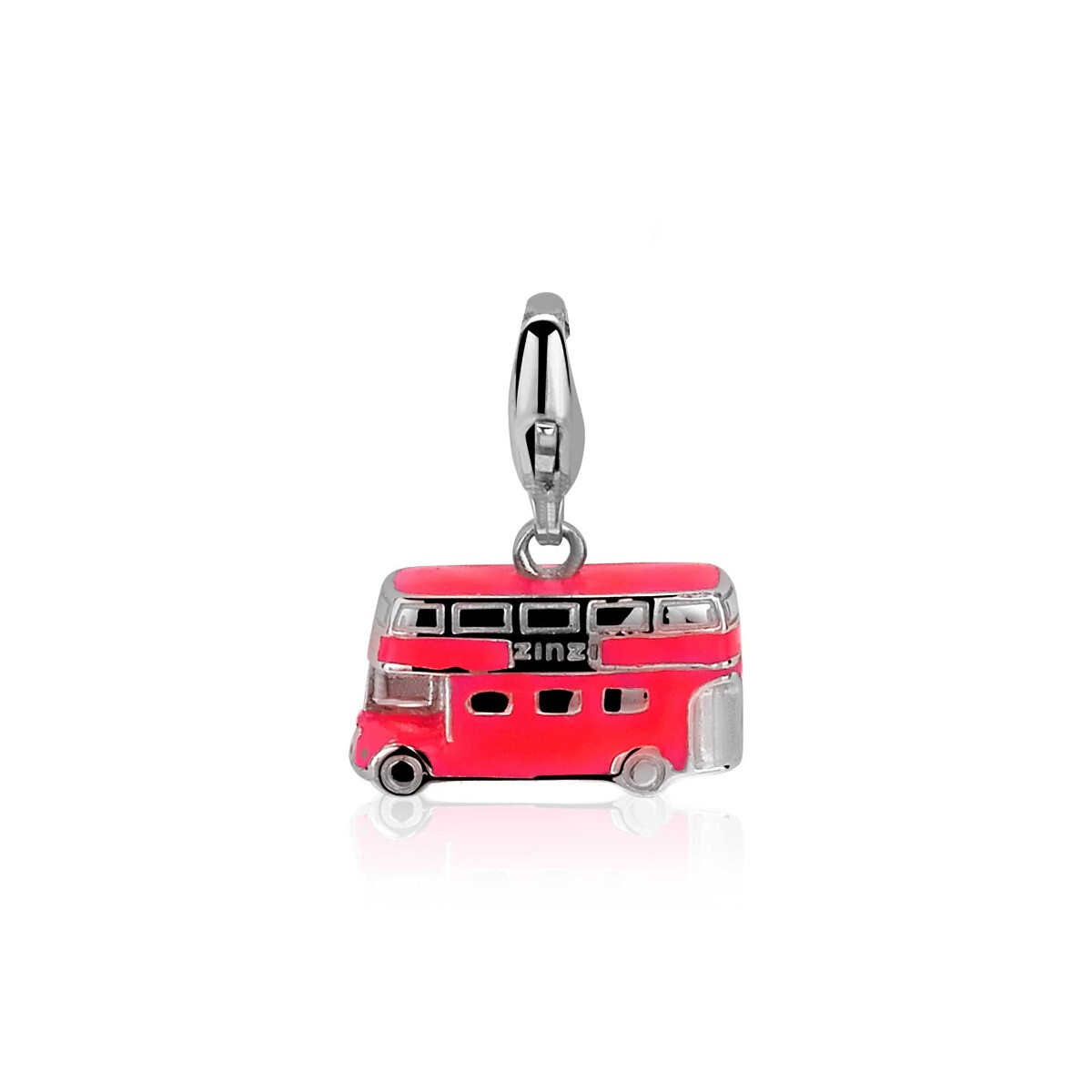 Zinzi silberner Anhänger Doppeldecker rot  CHARMS323