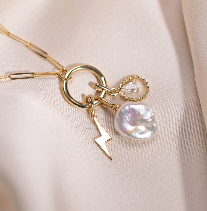 16mm ZINZI 14K Gold Pendant Drop White Zirconia ZGH478 (excl. necklace)