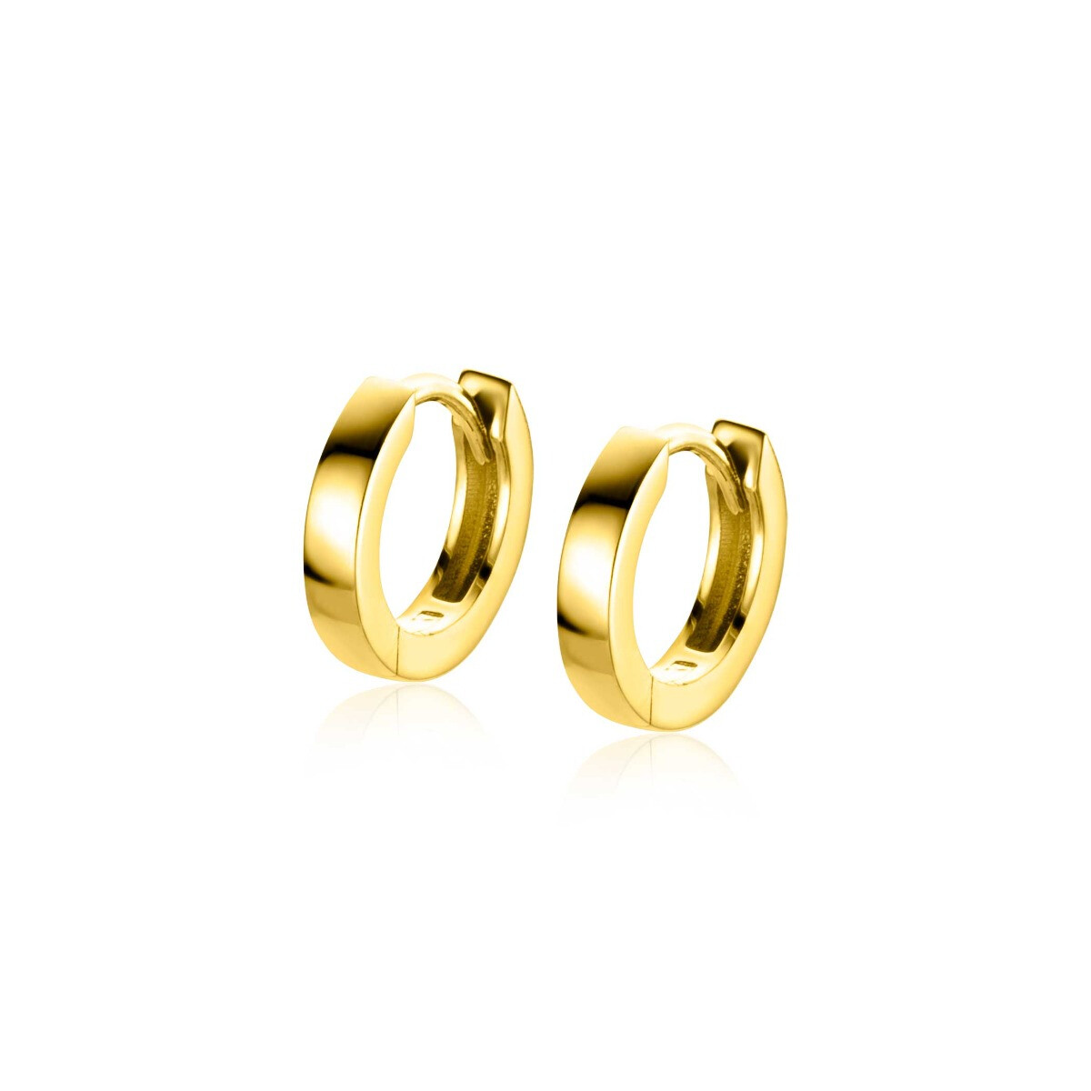 11mm ZINZI Gold 14 krt gouden oorringen met luxe klapsluiting 11mm x 2mm vierkante buis ZGO569

