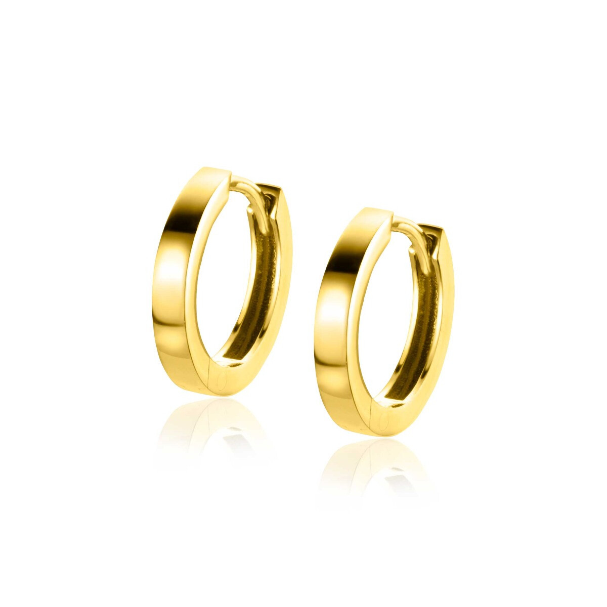 13mm ZINZI Gold 14 krt gouden oorringen met luxe klapsluiting 13mm x 2mm vierkante buis ZGO570
