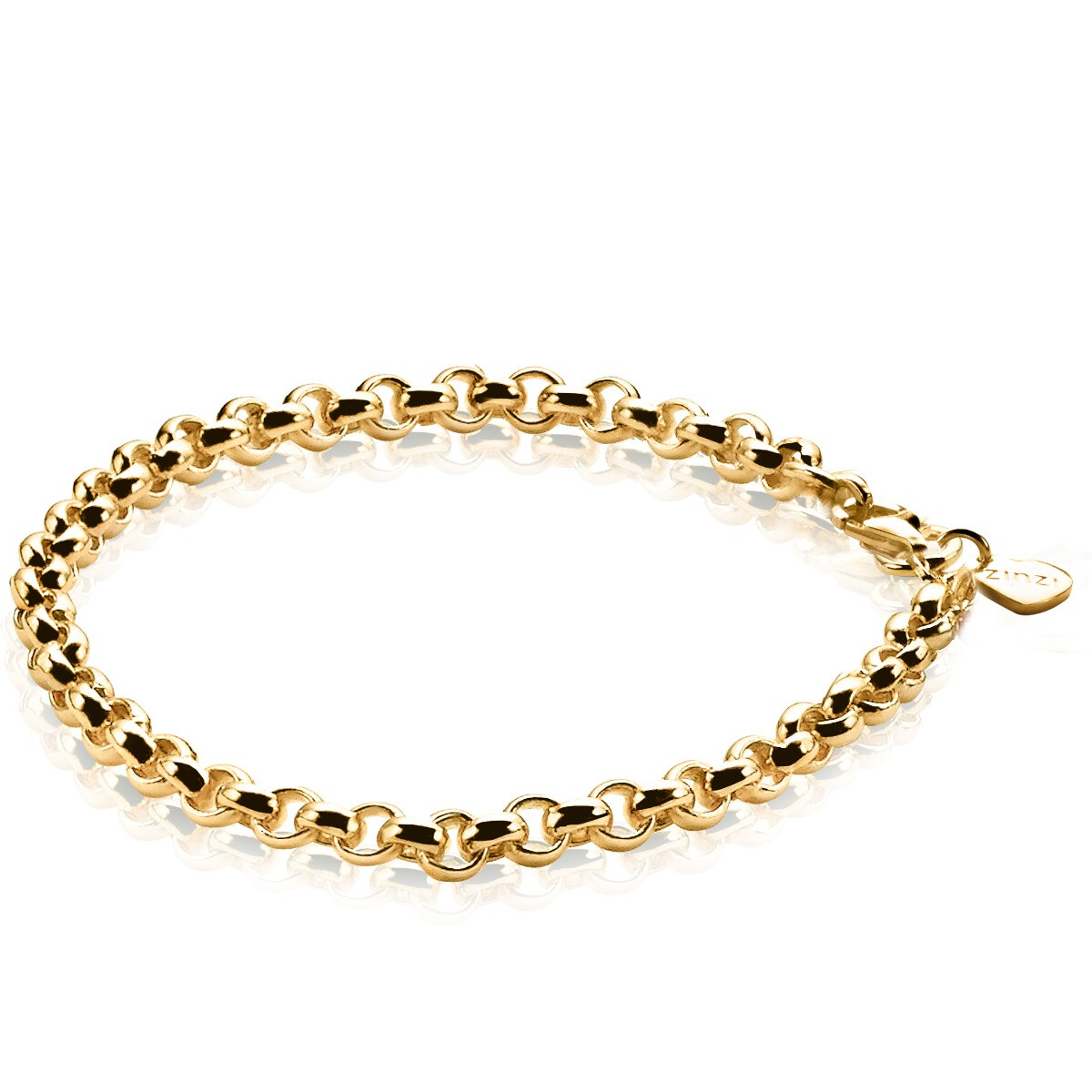 ZINZI silbernes Jasseron Armband gelb vergoldet 5mm breit 19cm ZIA1009G